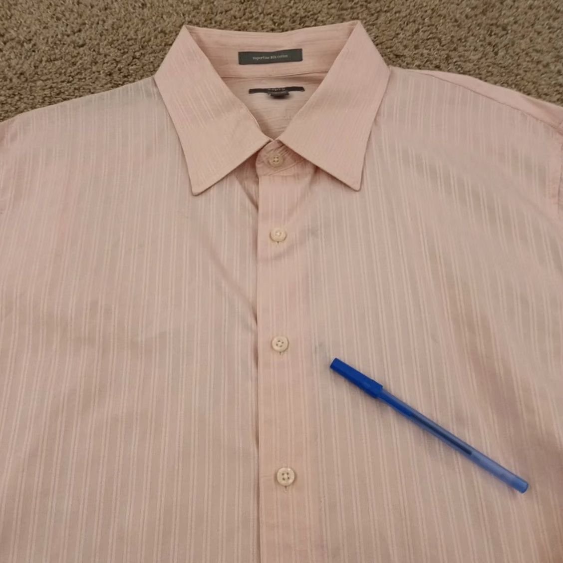 Apt. 9 Apt. 9 Shirt Mens XL Pink Striped Long Sleeve Button Up Cotton Size US XL / EU 56 / 4 - 2 Thumbnail