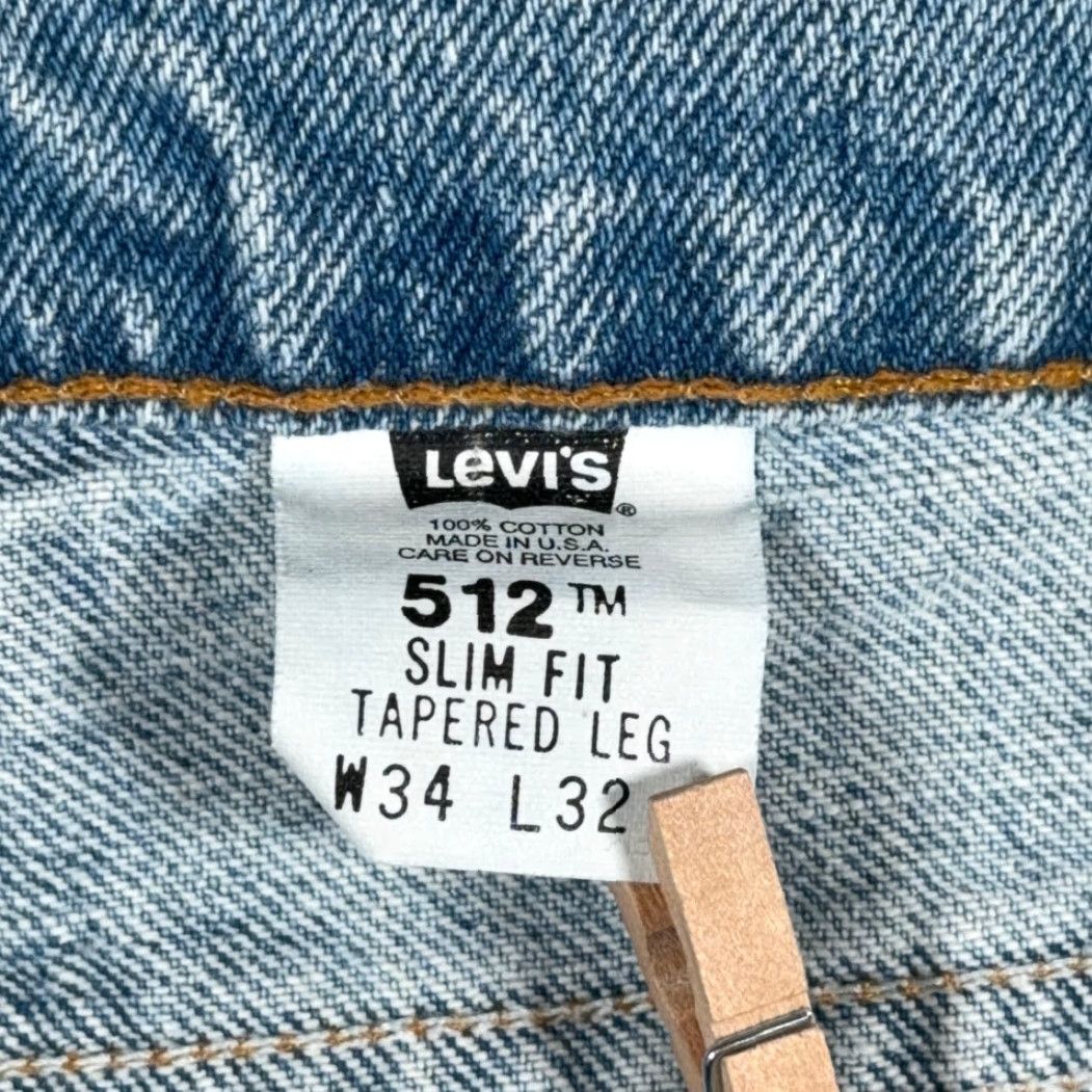Levi's VINTAGE Levi's 512 Jeans Mens 32x32 Blue Light Wash Denim Deadsock USA 90s Slim Tapered 5-Pocket Mens Waist 32 Inseam 32 Size US 32 / EU 48 - 6 Thumbnail