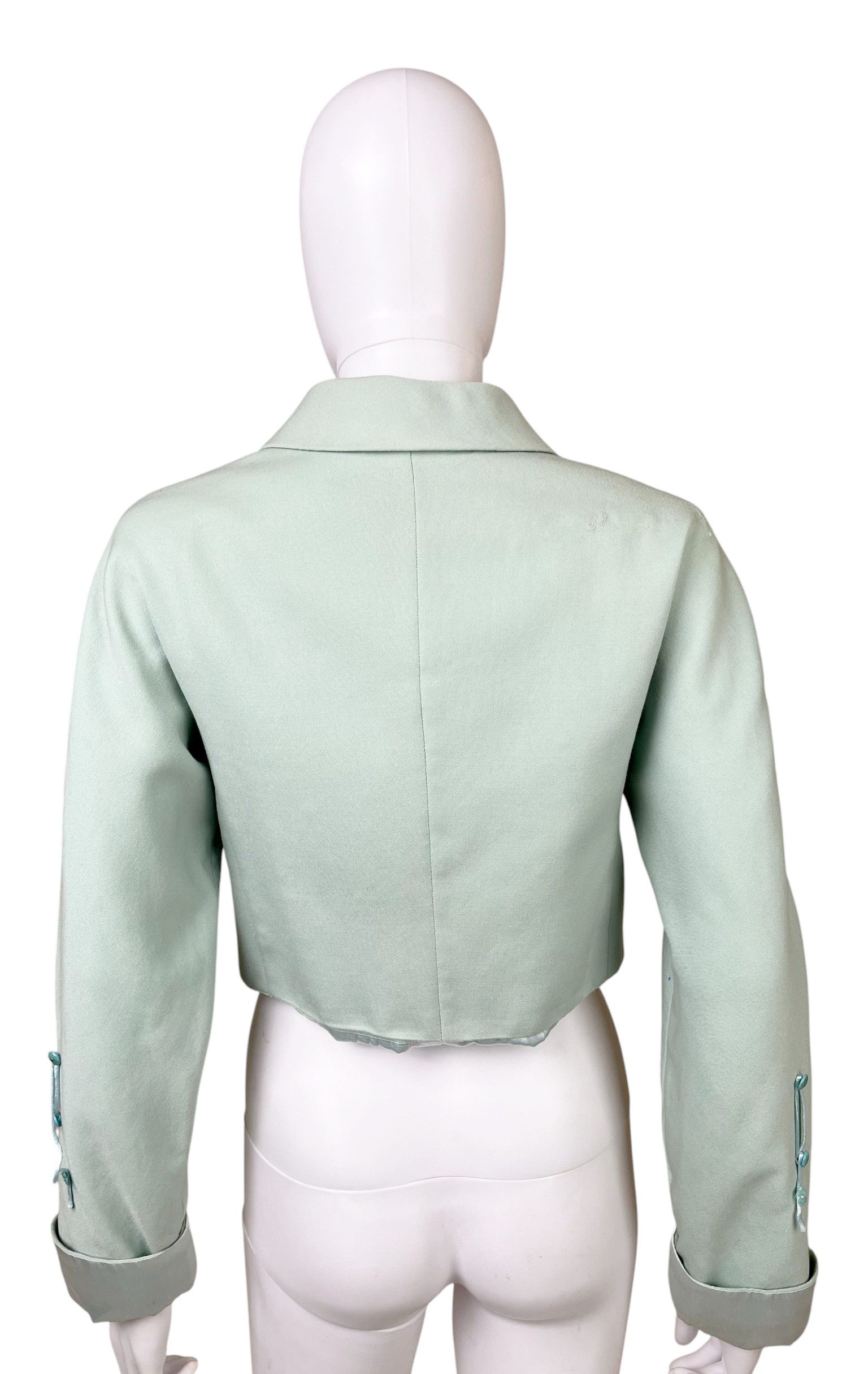 Versace by Gianni 1990's Cropped Aqua Green Blazer Size S / US 4 / IT 40 - 3 Thumbnail