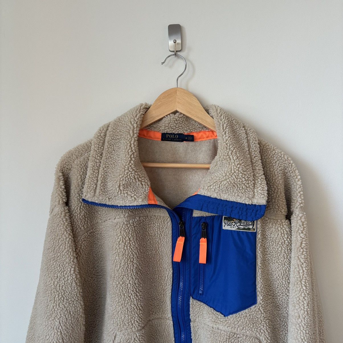 Polo Ralph Lauren Faux-Shearling Zip Jacket Hi-Pile Sherpa Colorblock Fleece Size US M / EU 48-50 / 2 - 8 Thumbnail