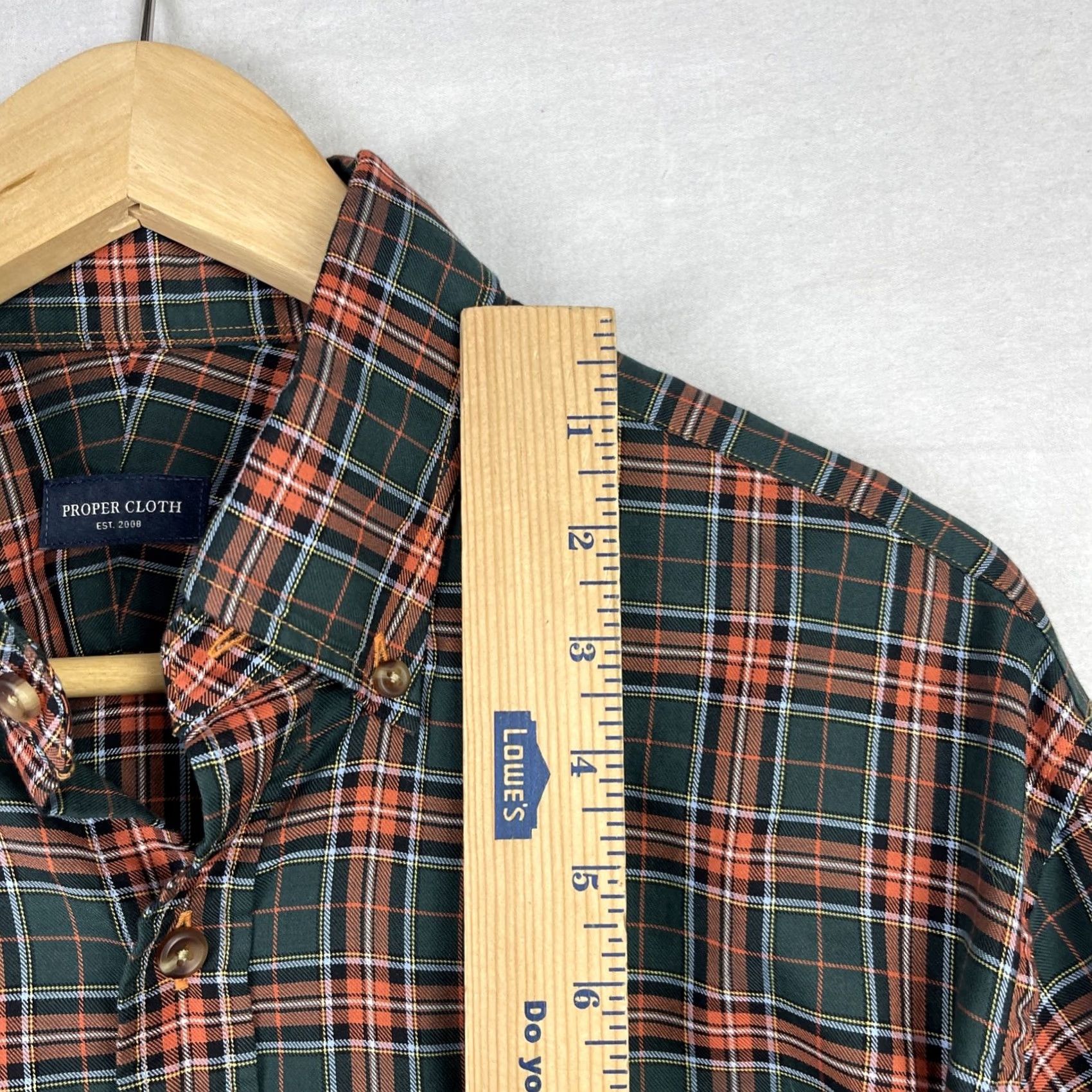 Proper Cloth Proper Cloth Shirt Mens Medium Green Orange Button-Down Untucked Long Sleeve Size US M / EU 48-50 / 2 - 6 Thumbnail