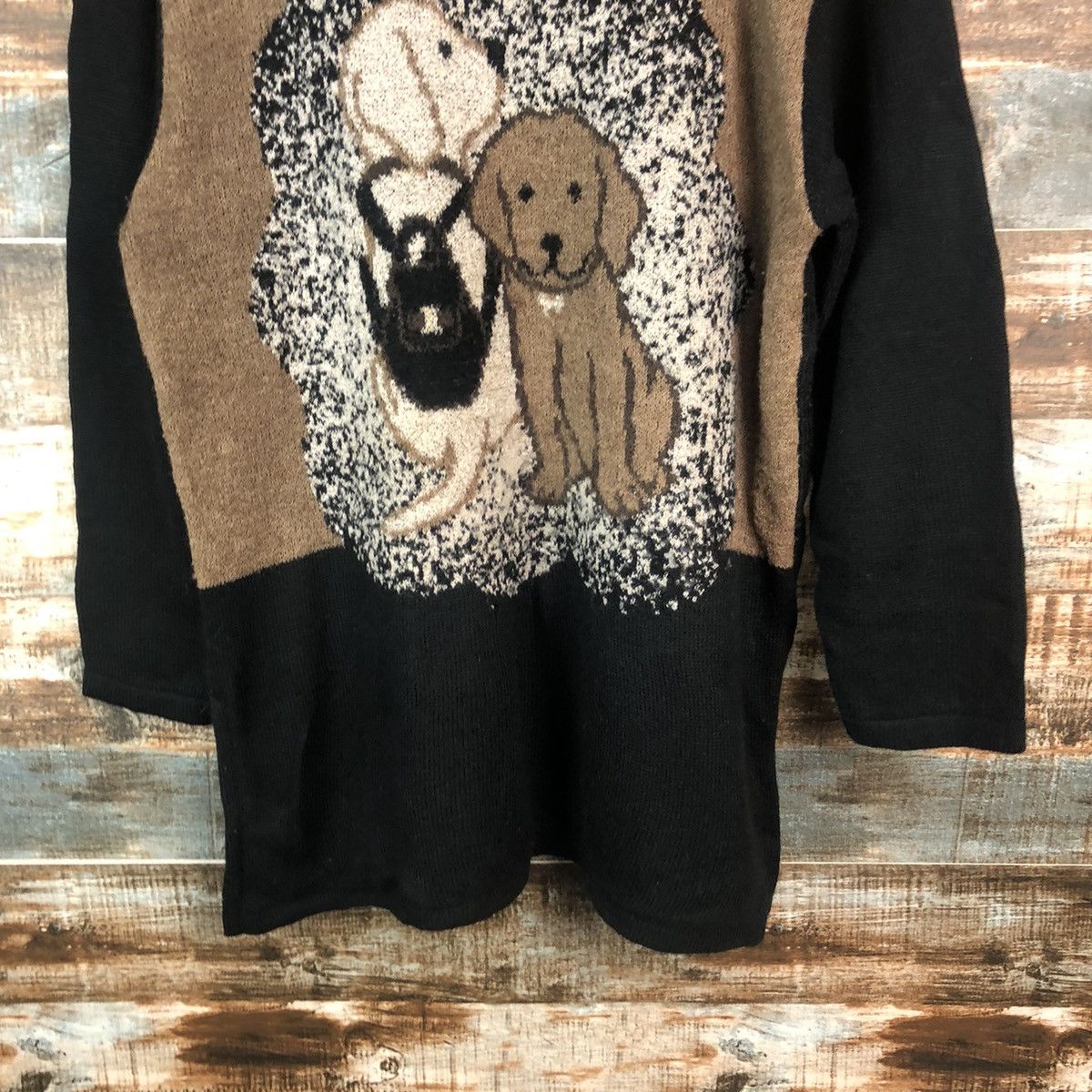Homespun Knitwear × Japanese Brand Hamon Brown dog cartoon Knitwear #A2015 Size M / US 6-8 / IT 42-44 - 6 Thumbnail