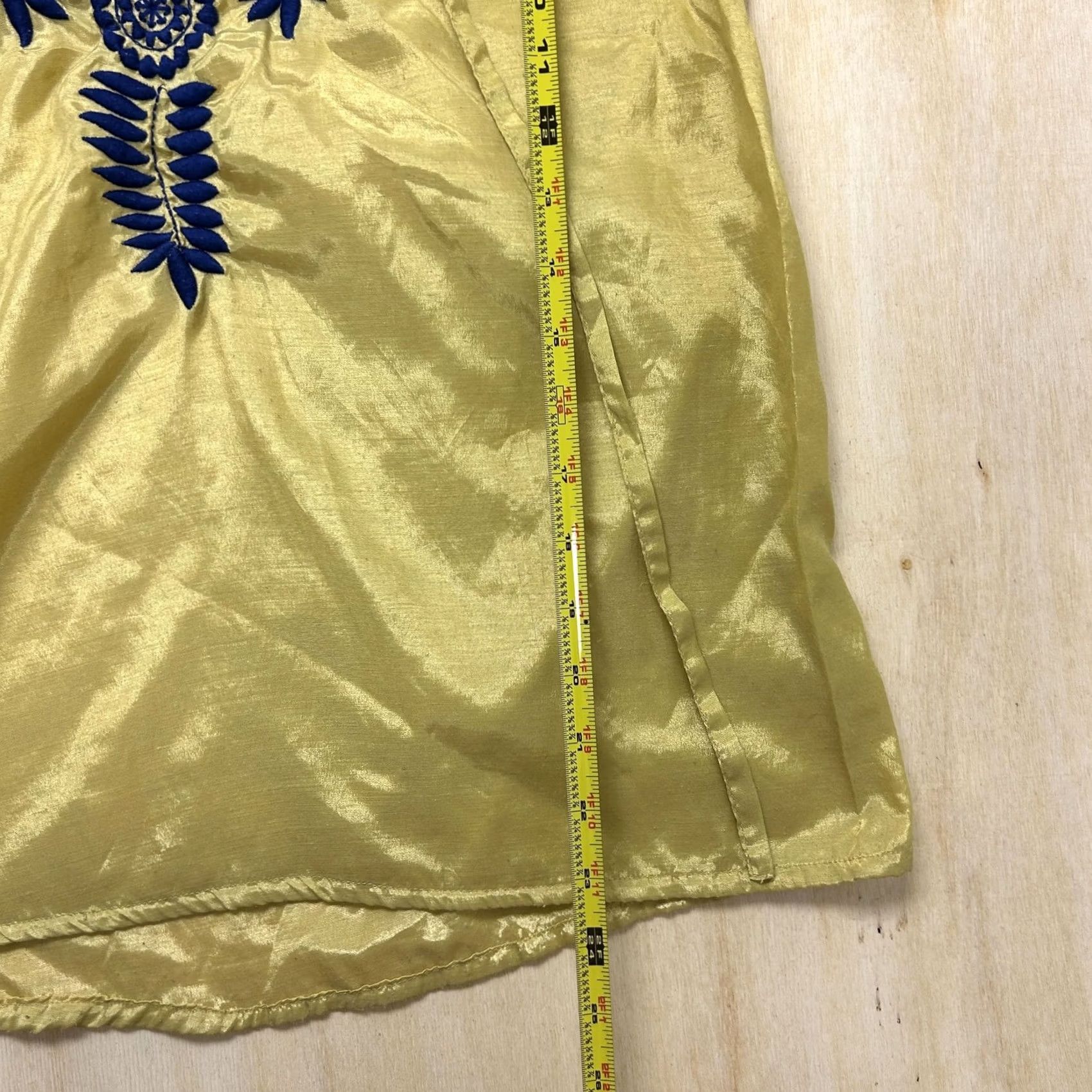 Vintage Y2K Blue Plate Tunic Top Womens Medium Green Embroidered 3/4 Sleeve Blouse Boho Size M / US 6-8 / IT 42-44 - 3 Thumbnail
