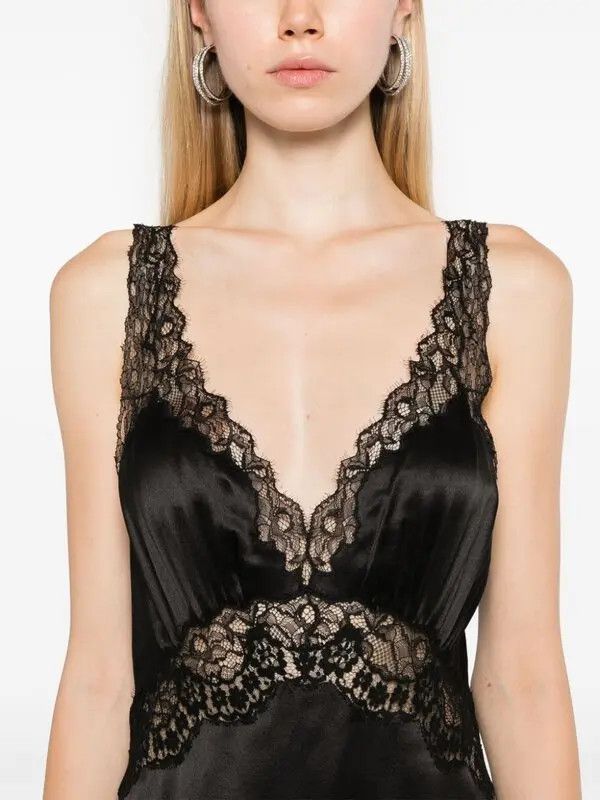 Saint Laurent Paris o1bcso1str1125 Slip Dress In Silk Satin Crepe in Black Size XS / US 0-2 / IT 36-38 - 4 Thumbnail