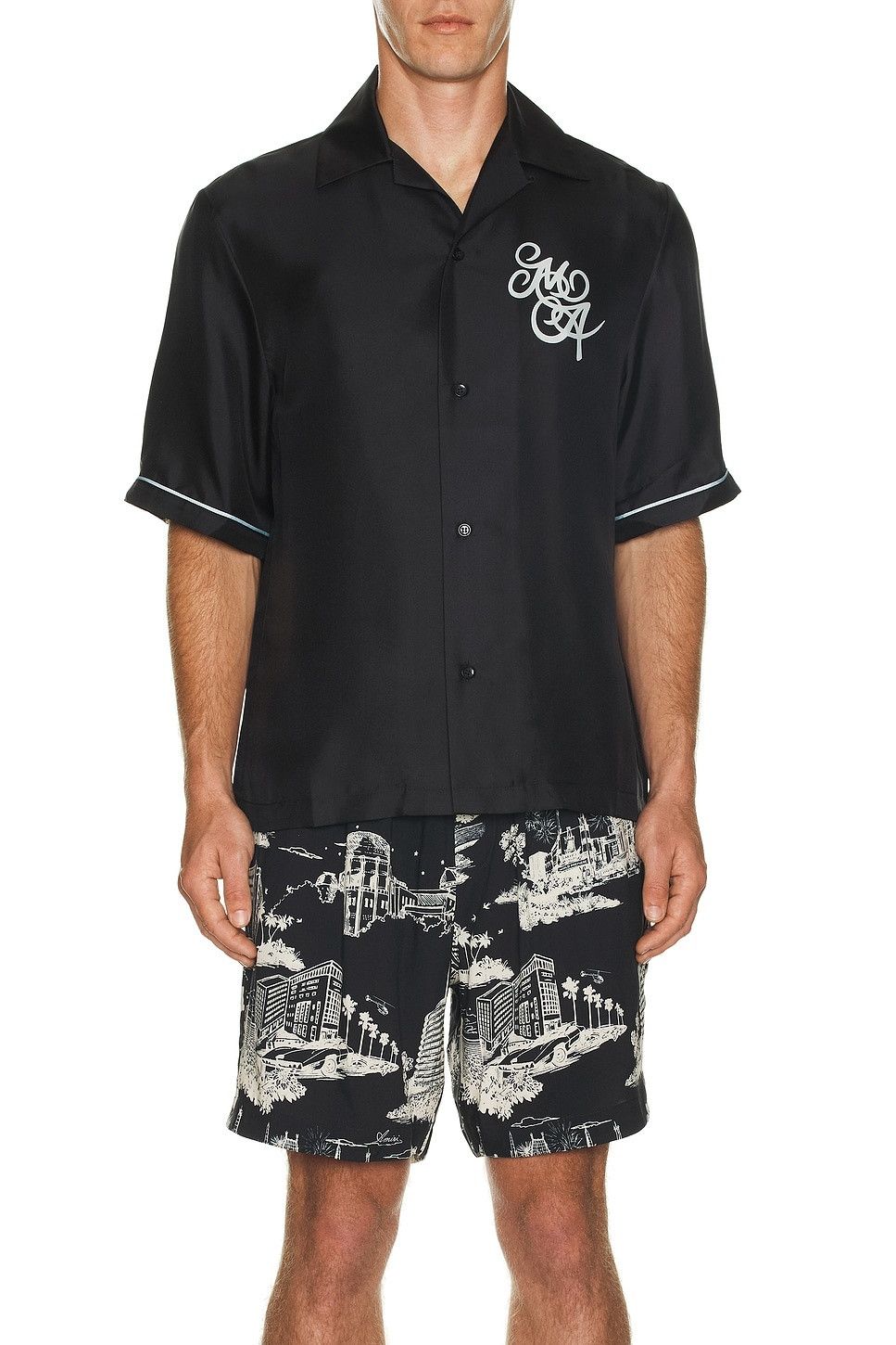 Amiri o1orln1025 MA Swirl Bowling Shirt in Black Size US XL / EU 56 / 4 - 3 Thumbnail
