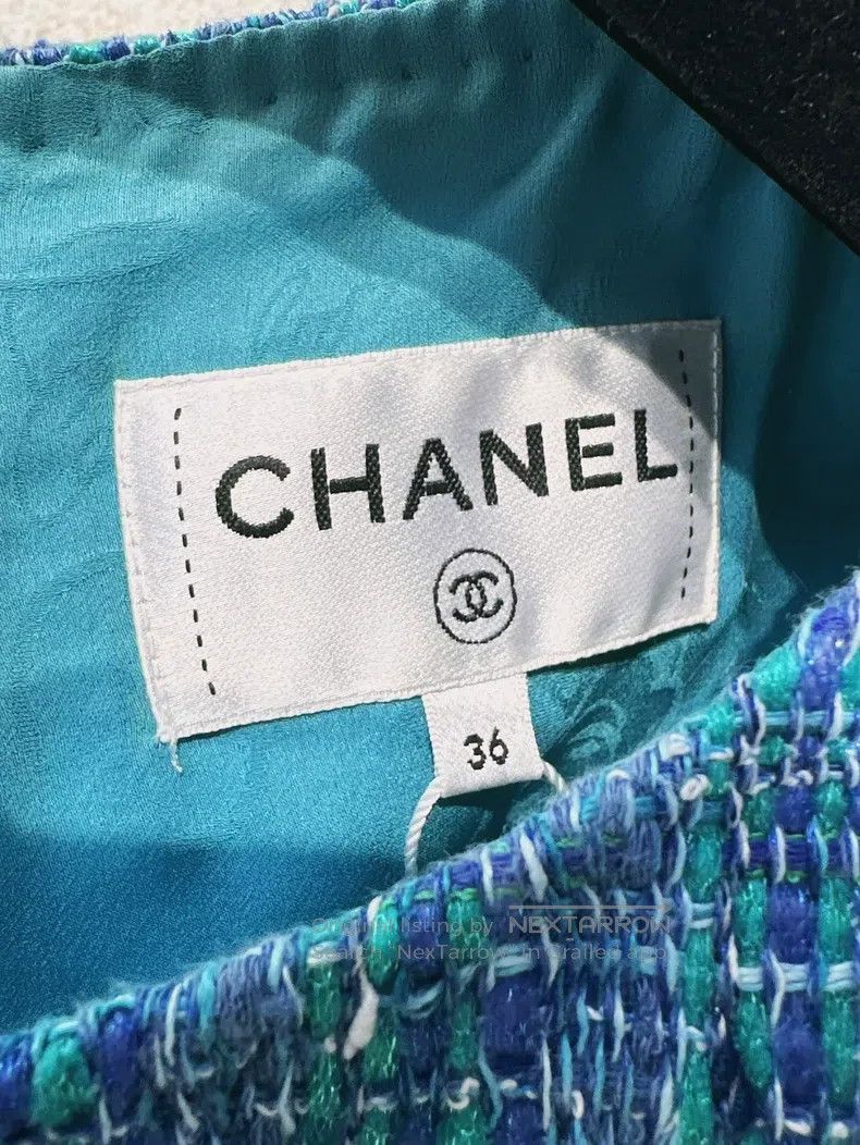 Chanel Chanel Waterfall Series Peacock Blue Woven Sleeveless Dres Size XS / US 0-2 / IT 36-38 - 6 Thumbnail