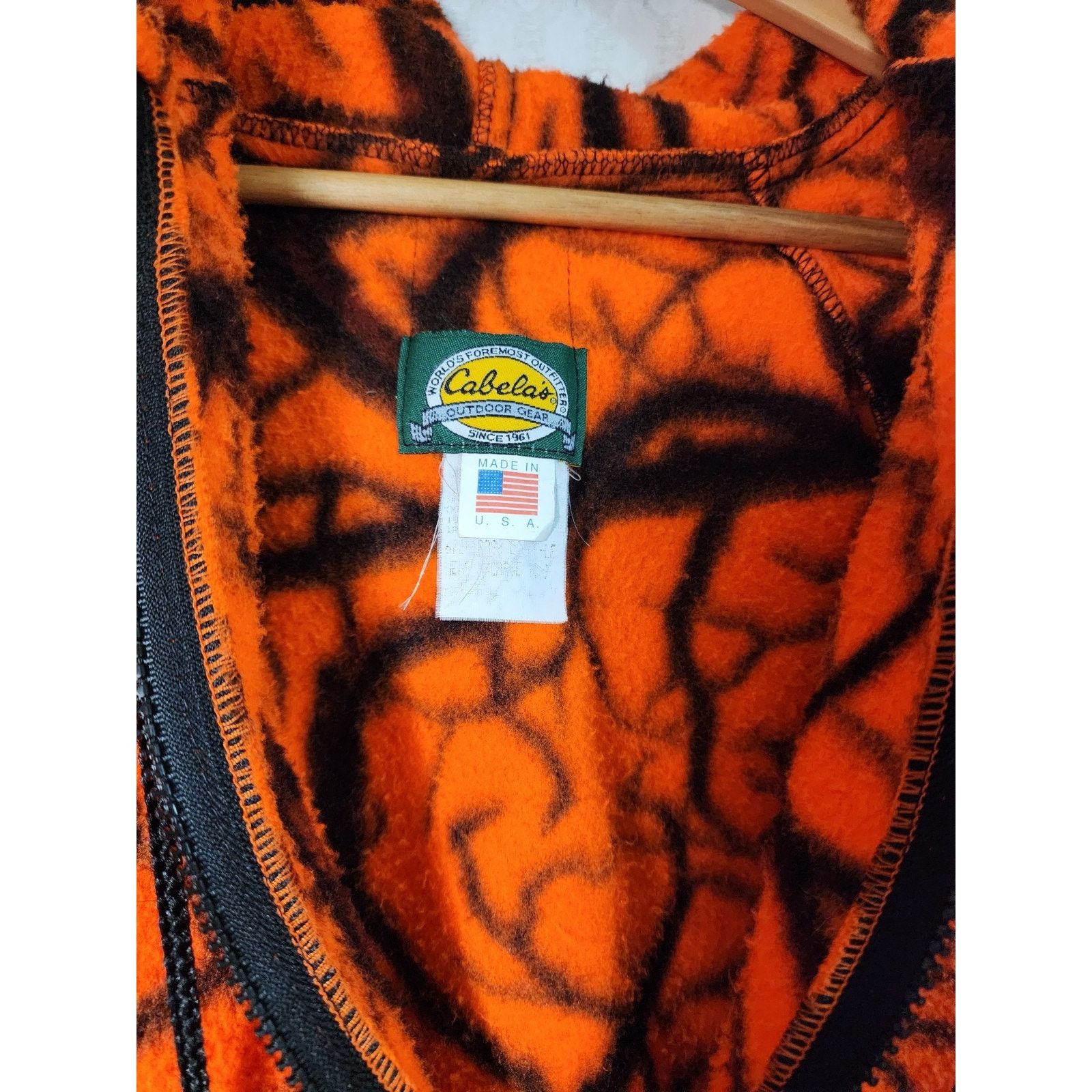 Cabelas Cabela's Vintage Blaze Orange Camo Fleece Hoodie Men's XL Size US XL / EU 56 / 4 - 5 Thumbnail