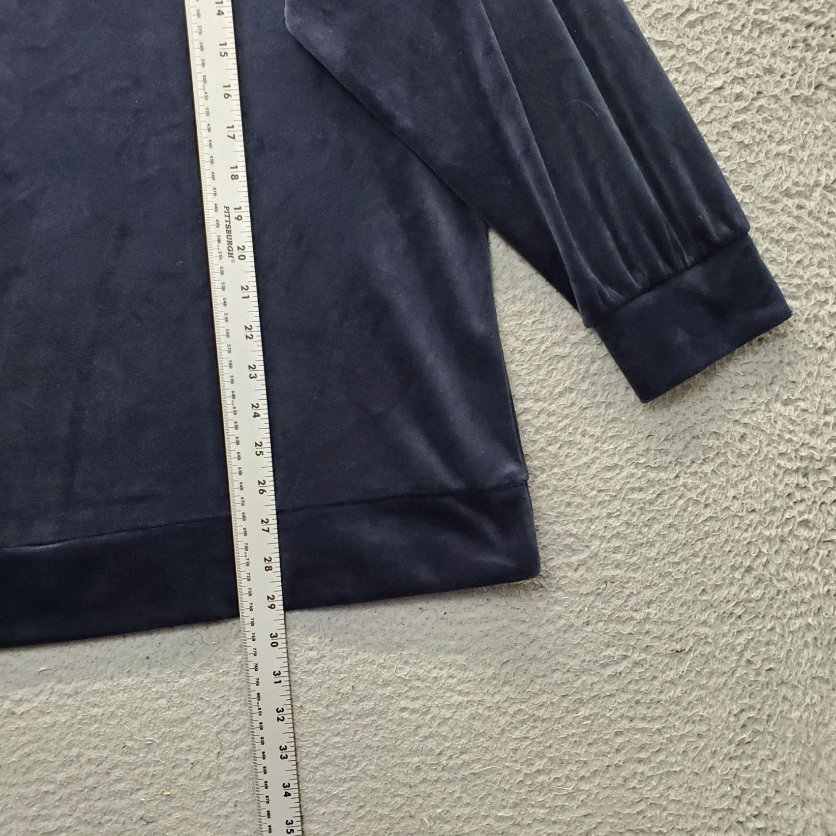 Loft LOFT Sweatshirt Womens 16/18 Navy Velour Elastic Cuff Hem Round Neck Pullover Shirt Womens Size 16/18 Navy Velour Pullover Size XXL / US 16-18 / IT 52-54 - 4 Thumbnail