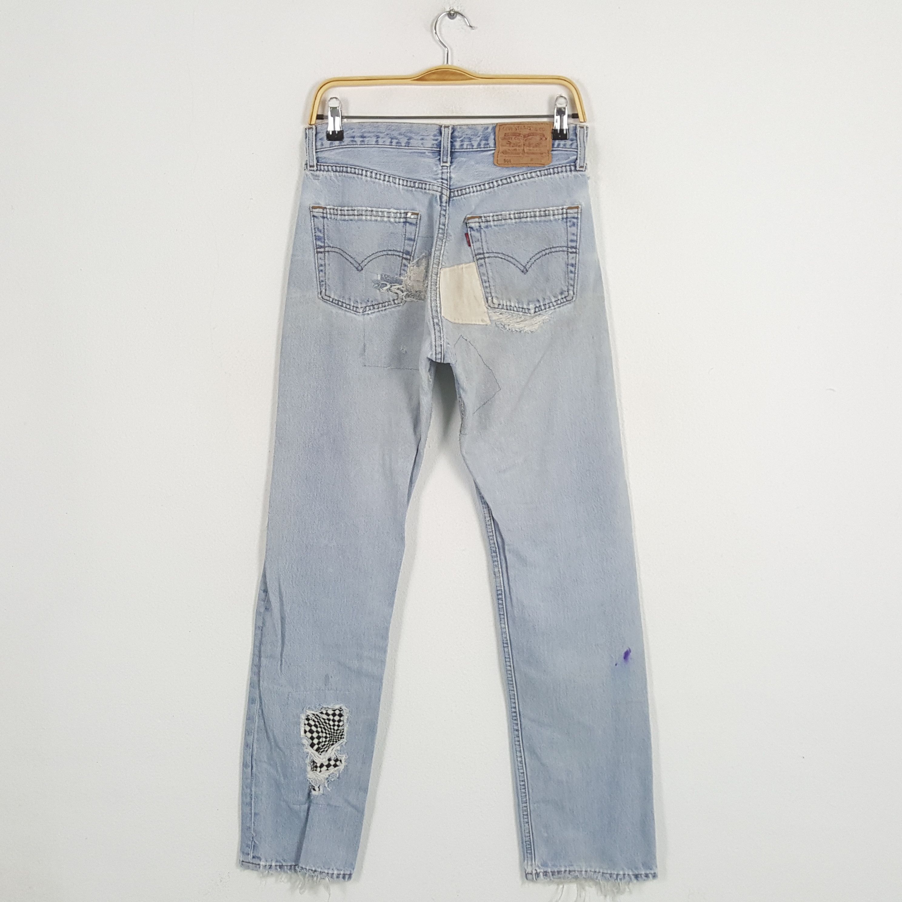 Levi's × Levi's Vintage Clothing × Vintage Vintage LEVI'S Kurt Cobain Distressed Patchwork Style Jeans Size US 28 / EU 44 - 4 Thumbnail