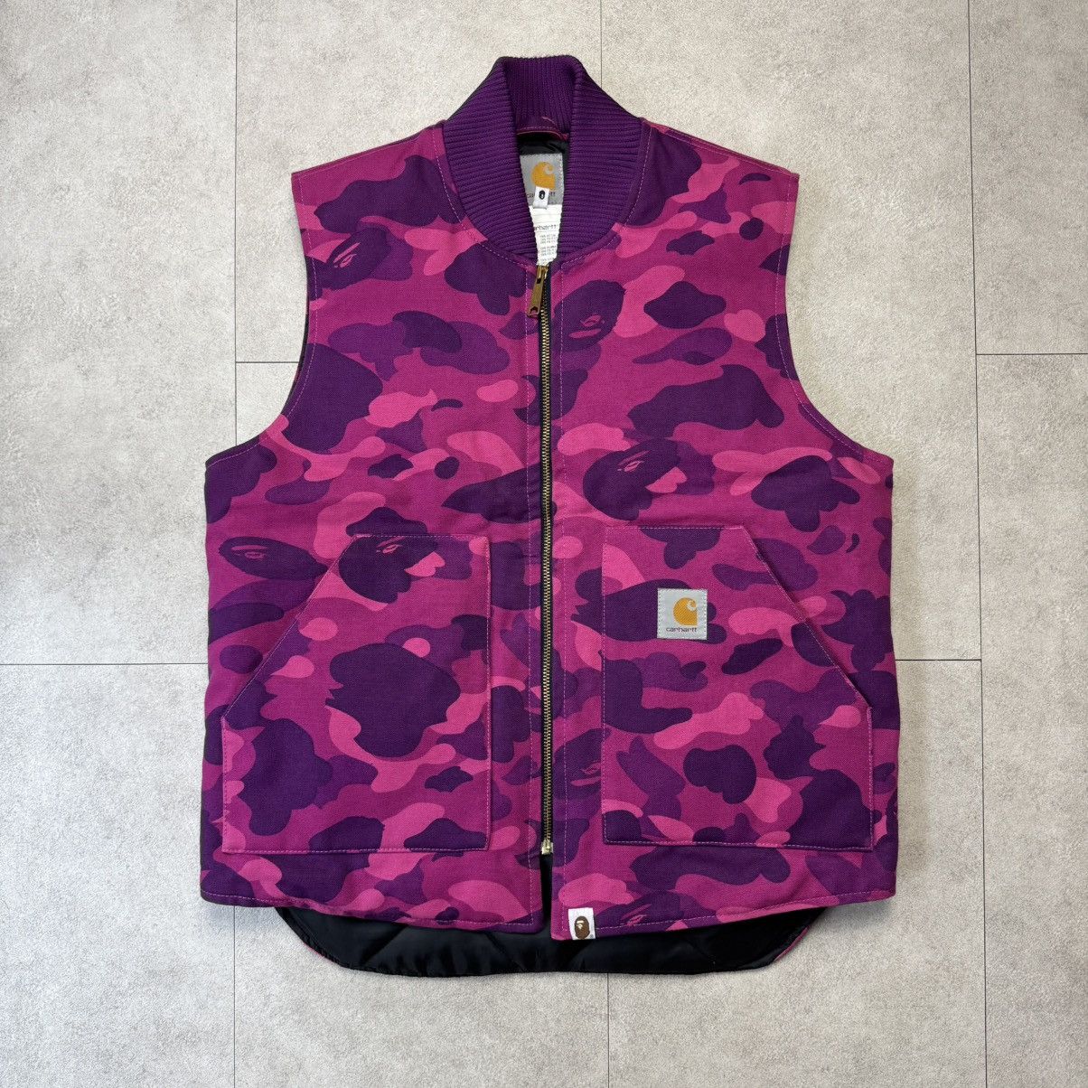 Bape × Carhartt Super Rare DS Bape x Carhartt PurpleCamo Vest Jacket Size US M / EU 48-50 / 2 - 1 Thumbnail