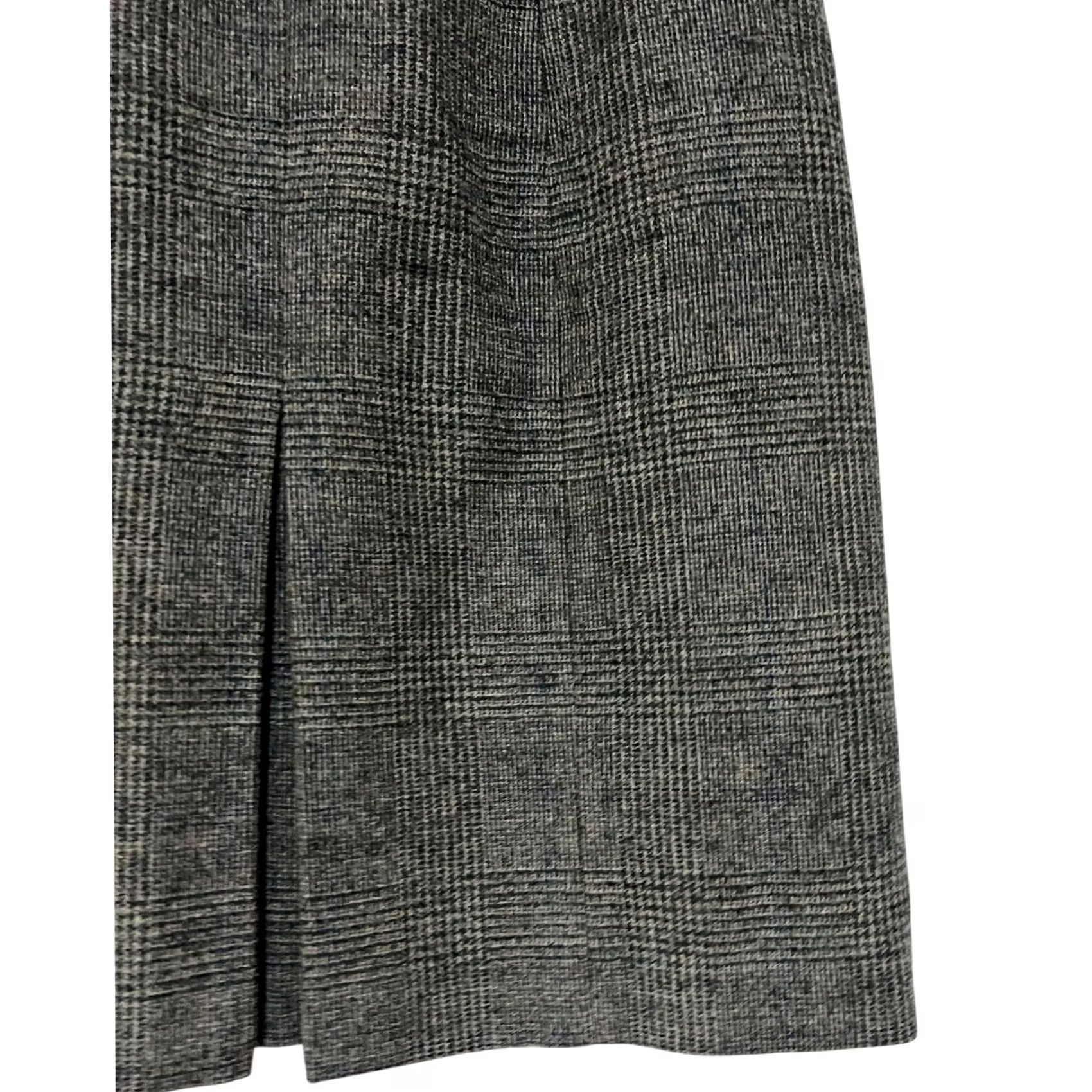 Brooks Brothers Brooks Brothers Wool Blend Skirt Sz 2 Pleated Gray Glen Plaid A-Line Womens Office Academia Preppy 90s Twee (Vintage: No) Size 26" / US 2 / IT 38 - 2 Thumbnail