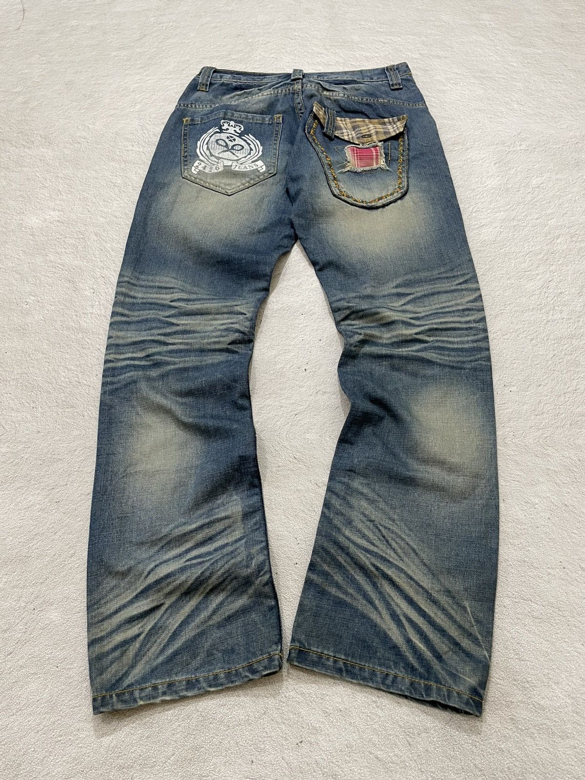 Japanese Brand 2000s Japan Faded Denim Embroidered Mudwash Y2K Size US 30 / EU 46 - 2 Thumbnail