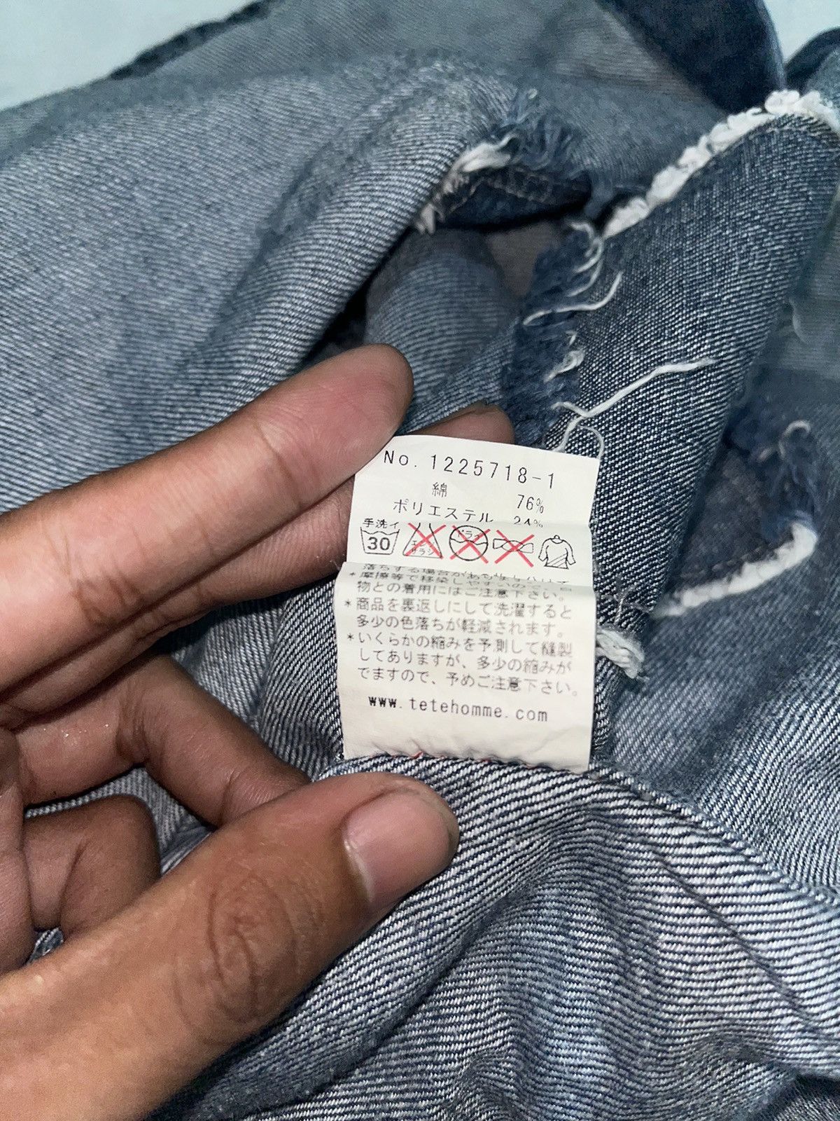Issey Miyake × Japanese Brand × Tete Homme Plag ! Plag Tete Homme Ripped Denim Shirt Size US M / EU 48-50 / 2 - 10 Thumbnail