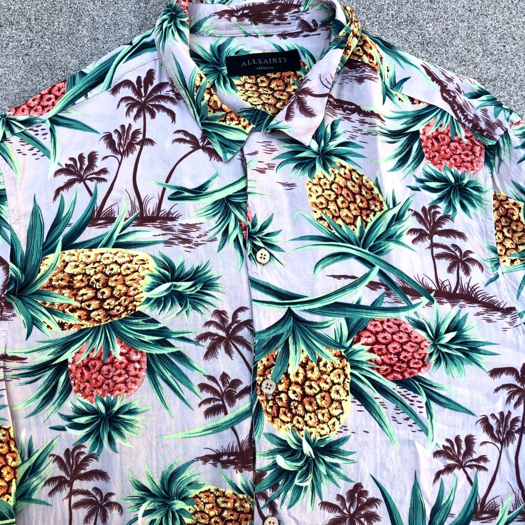 Allsaints ALLSAINTS Hawaiian Pineapple Tropical Shirt Men's MED Button Down Short Sleeve Multicolor Short Sleeve Button-Up Mens Size US M / EU 48-50 / 2 - 2 Thumbnail