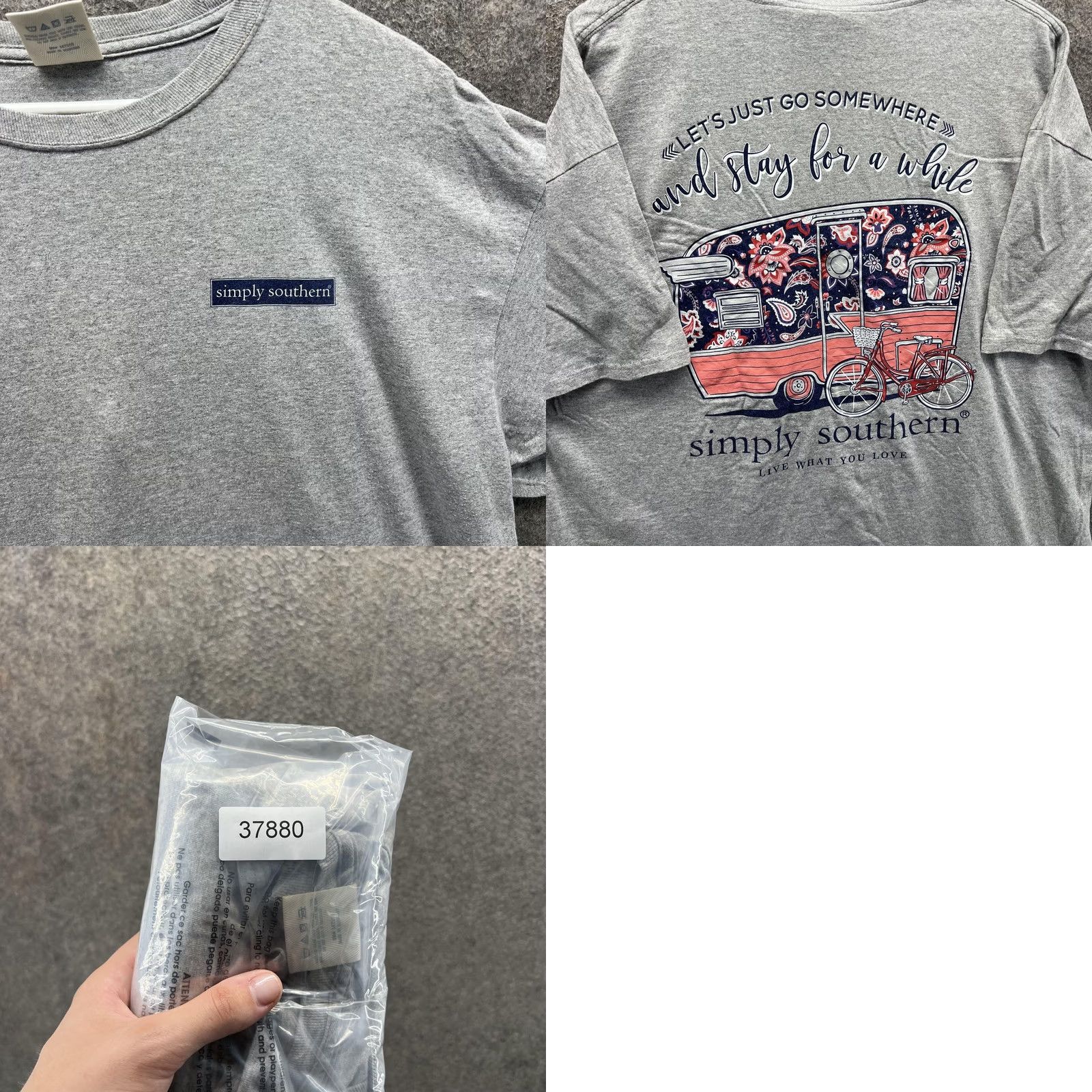 Camper VINTAGE Simply Southern Shirt Womens XL Gray Camper Bike Travel Graphic Tee Size XL / US 12-14 / IT 48-50 - 8 Thumbnail
