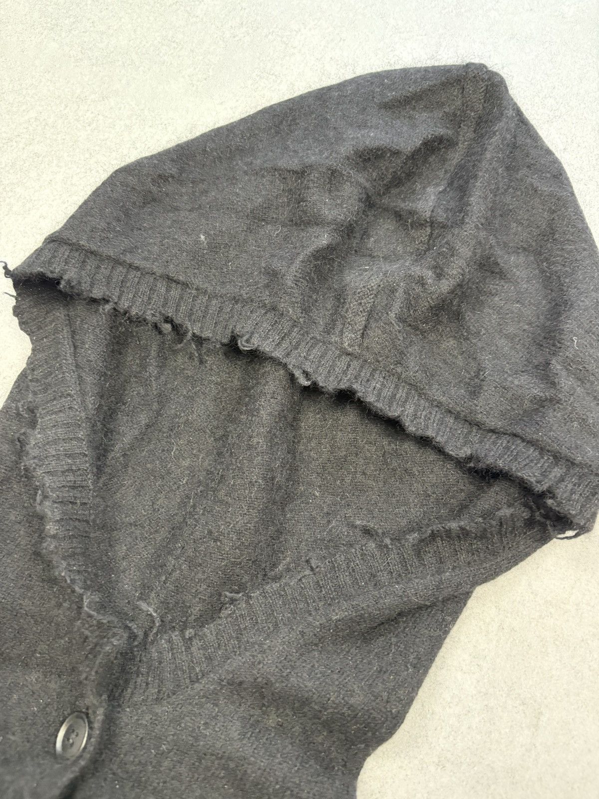 Rundholz Rundholz Dip Black Hooded Wool Blend Distressed Cardigan Size S / US 4 / IT 40 - 6 Thumbnail