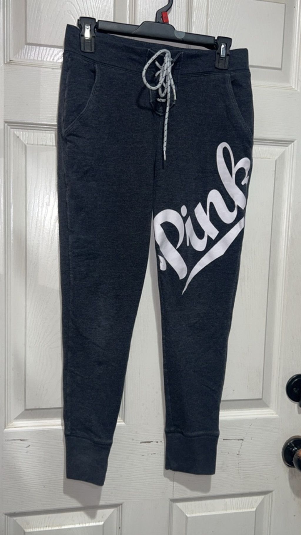 Pink Women's PINK Gray Joggers with White Logo, Size S Size 23" - 2 Thumbnail
