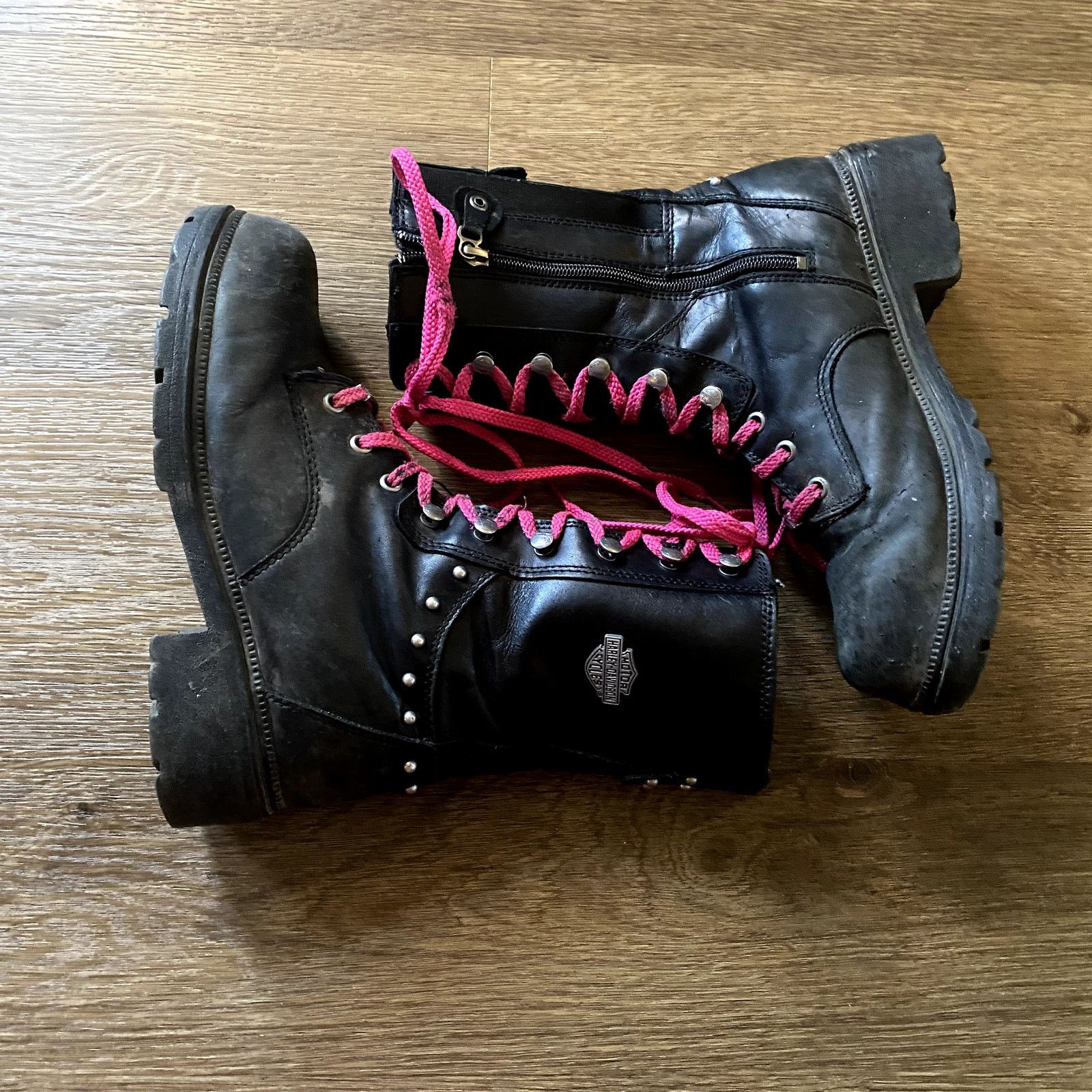 Harley Davidson Harley Davidson Leather Pink Lace-up Boots Size US 9 / IT 39 - 2 Thumbnail