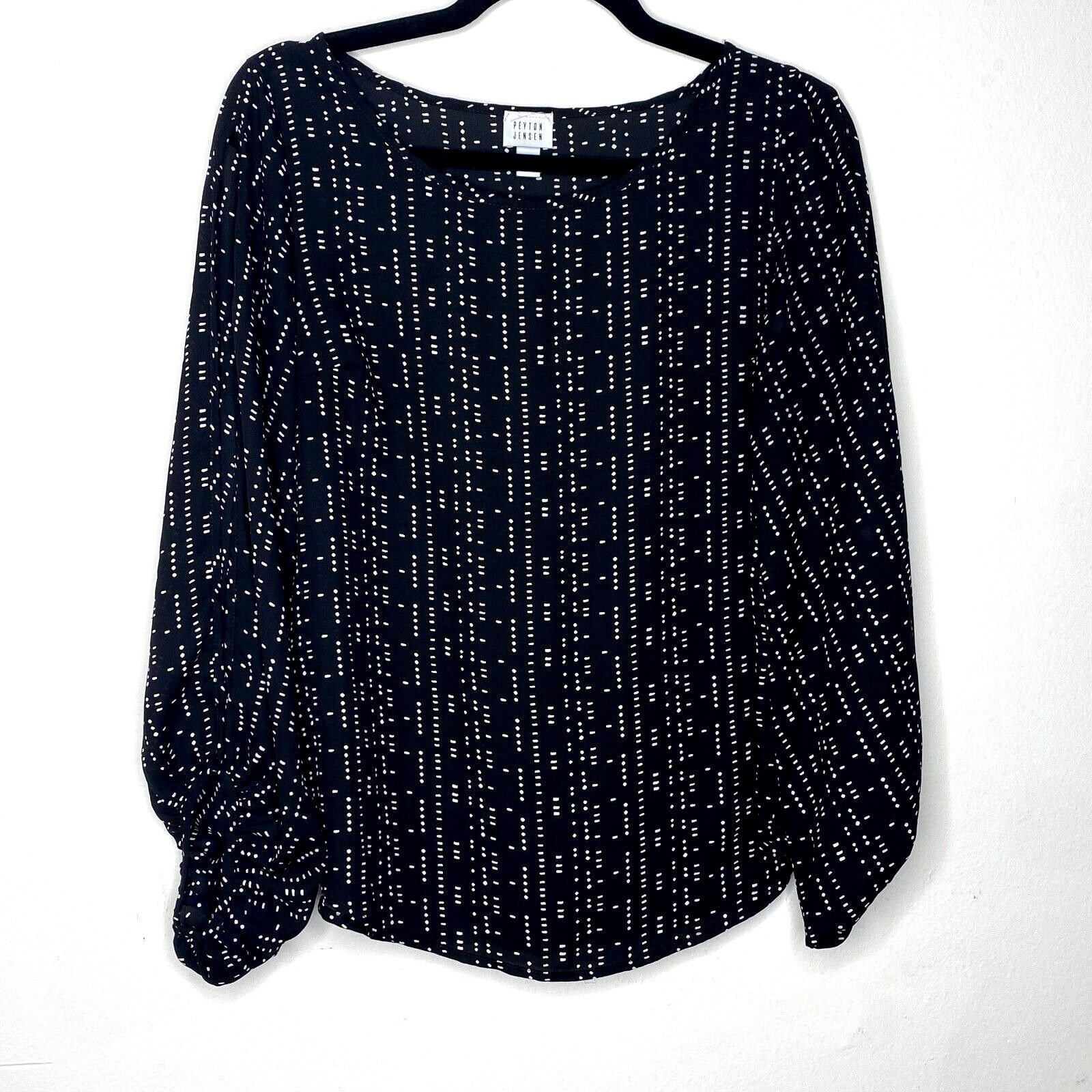 Other Peyton Jensen Black White Long Sleeve Round Neck Blouse XS Size XS / US 0-2 / IT 36-38 - 1 Thumbnail
