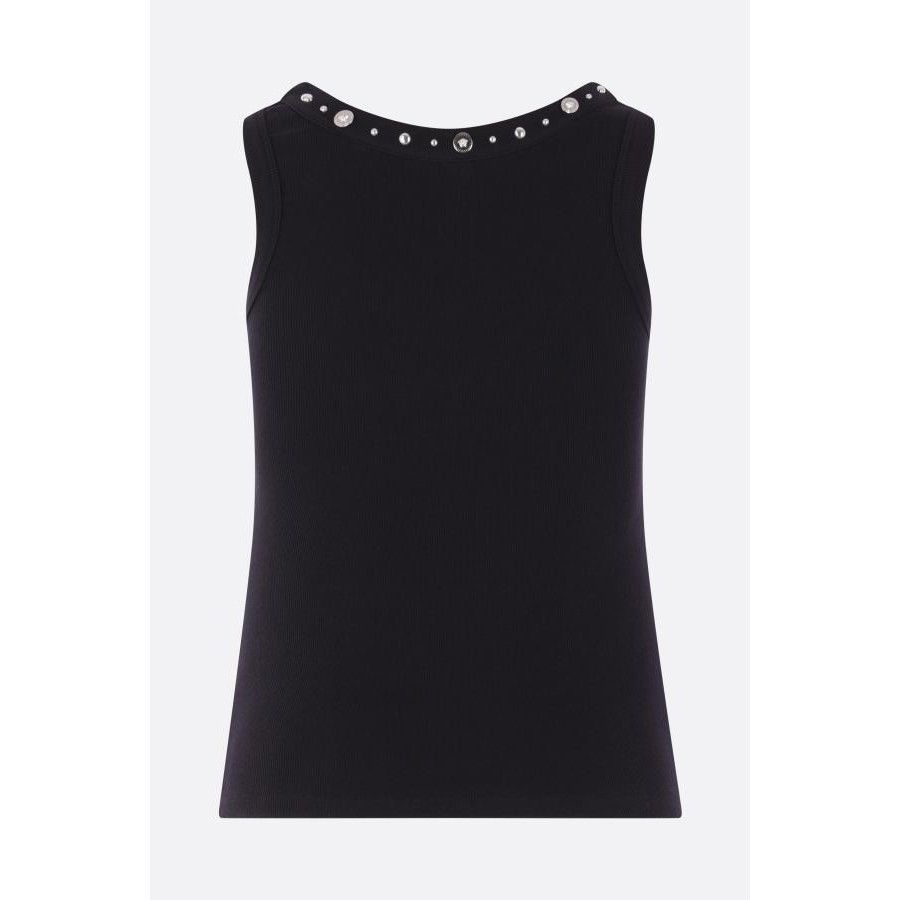 Versace VERSACE Black Rib Jersey Studded Tank Top New & Authentic (W Size M / US 6-8 / IT 42-44 - 2 Thumbnail