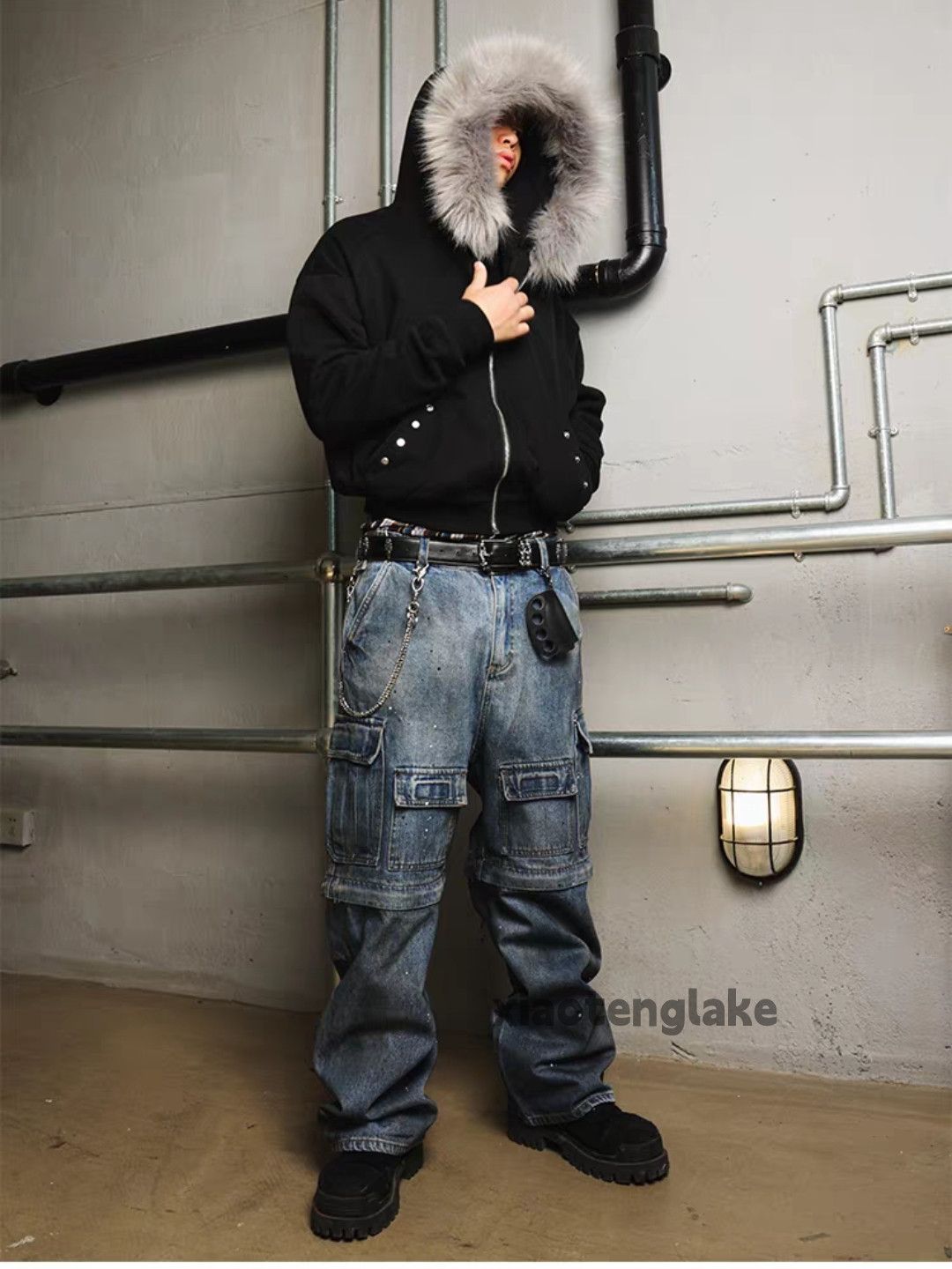 Jean xtl vintage faded wide Leg Stain paint grunge jeans Size US 37 - 1 Thumbnail