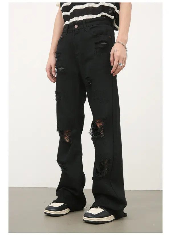Japanese Brand Min Men's American straight high street flared ripped jeans Size US 32 / EU 48 - 4 Thumbnail