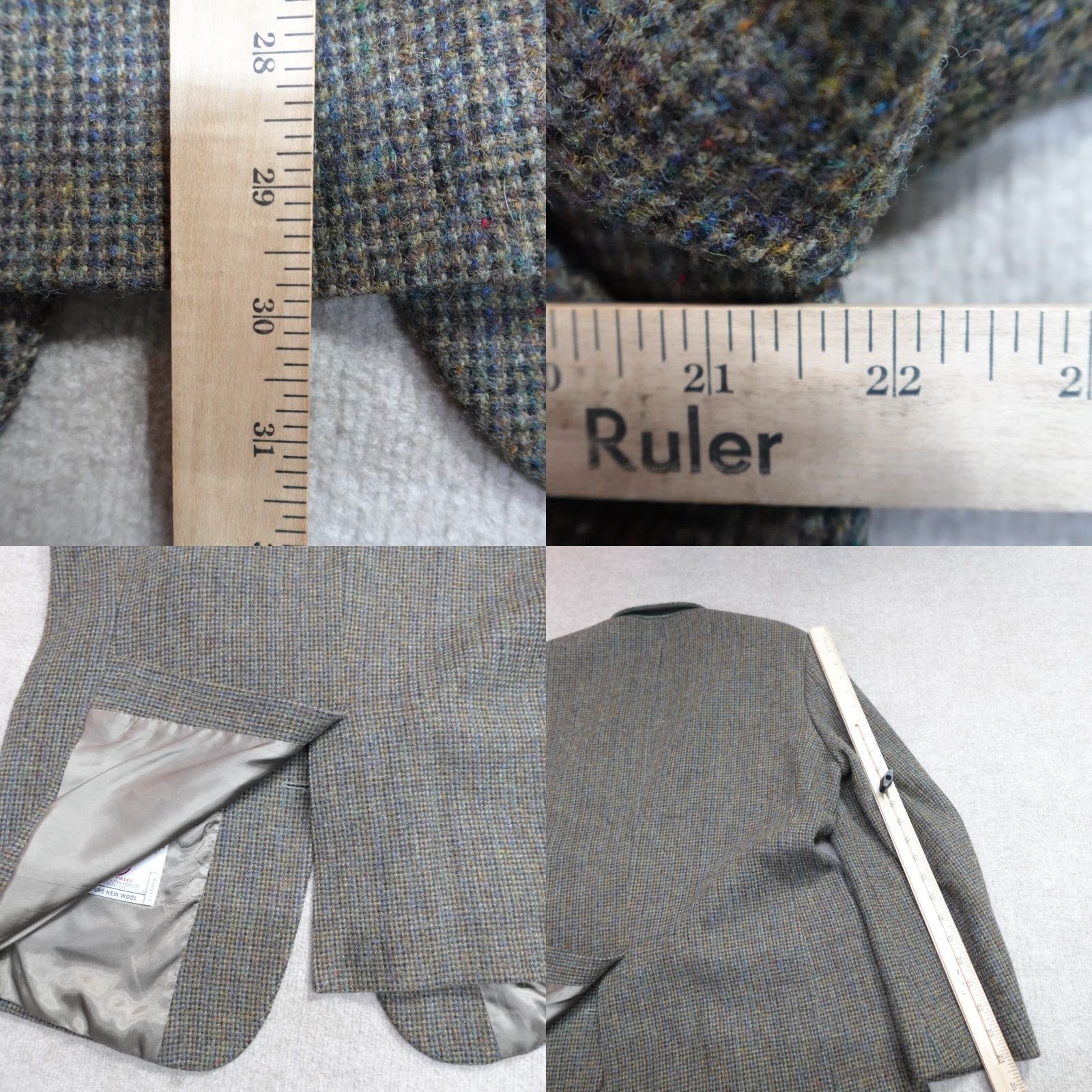 Harris Tweed Harris Tweed Sport Coat 42R Green Brown Wool Patch Pockets Blazer Men Notch Lapel Two-Button Single-Breasted Vintage? No Size 42R - 8 Thumbnail
