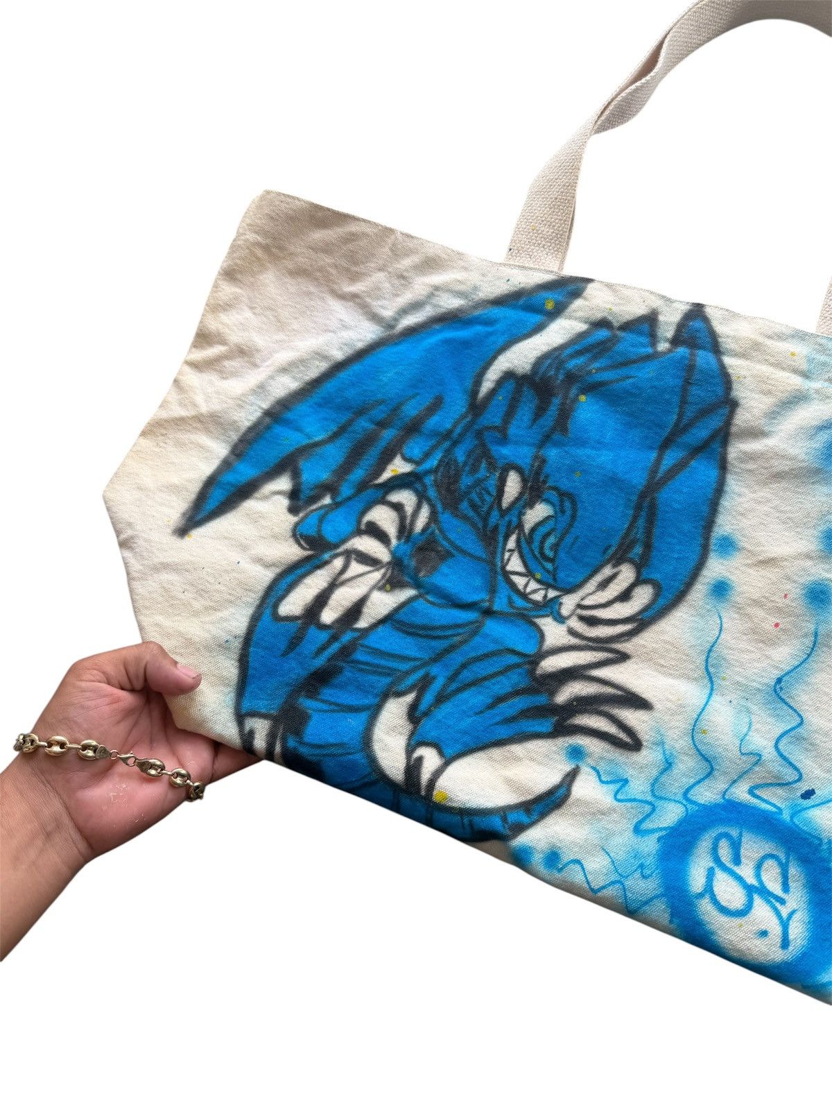 Other Airbrushed Blue Eyes-White Dragon Yu-Gi-Oh canvas tote bag Size ONE SIZE - 2 Thumbnail