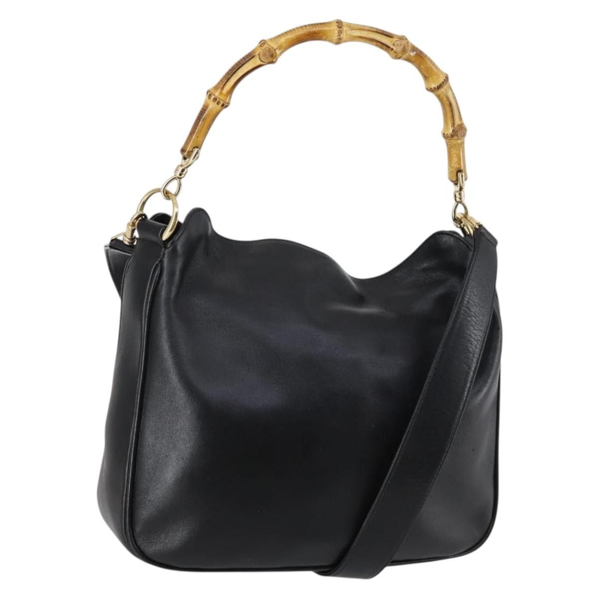 Gucci GUCCI Bamboo Handbag Leather Black Gold 001 001 Size ONE SIZE - 1 Thumbnail