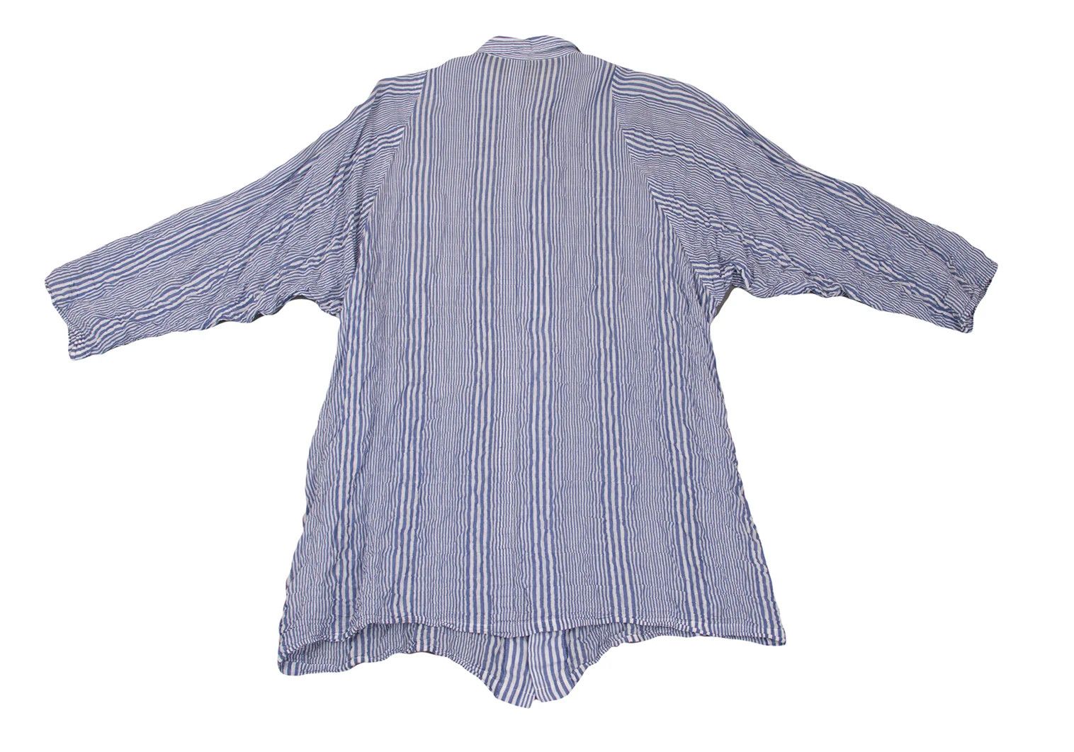 Yohji Yamamoto Yohji Yamamoto Wrinkled Stripe Long Shirt Blue White Size US M / EU 48-50 / 2 - 15 Thumbnail