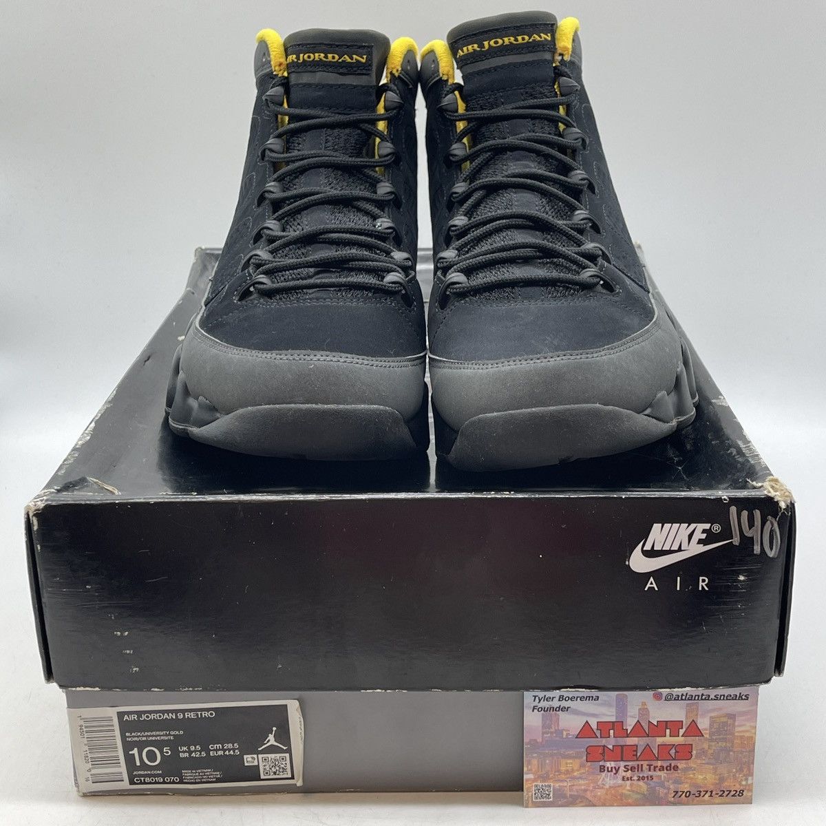 Jordan Brand Air Jordan 9 dark charcoal university gold Size US 10.5 / EU 43-44 - 2 Thumbnail