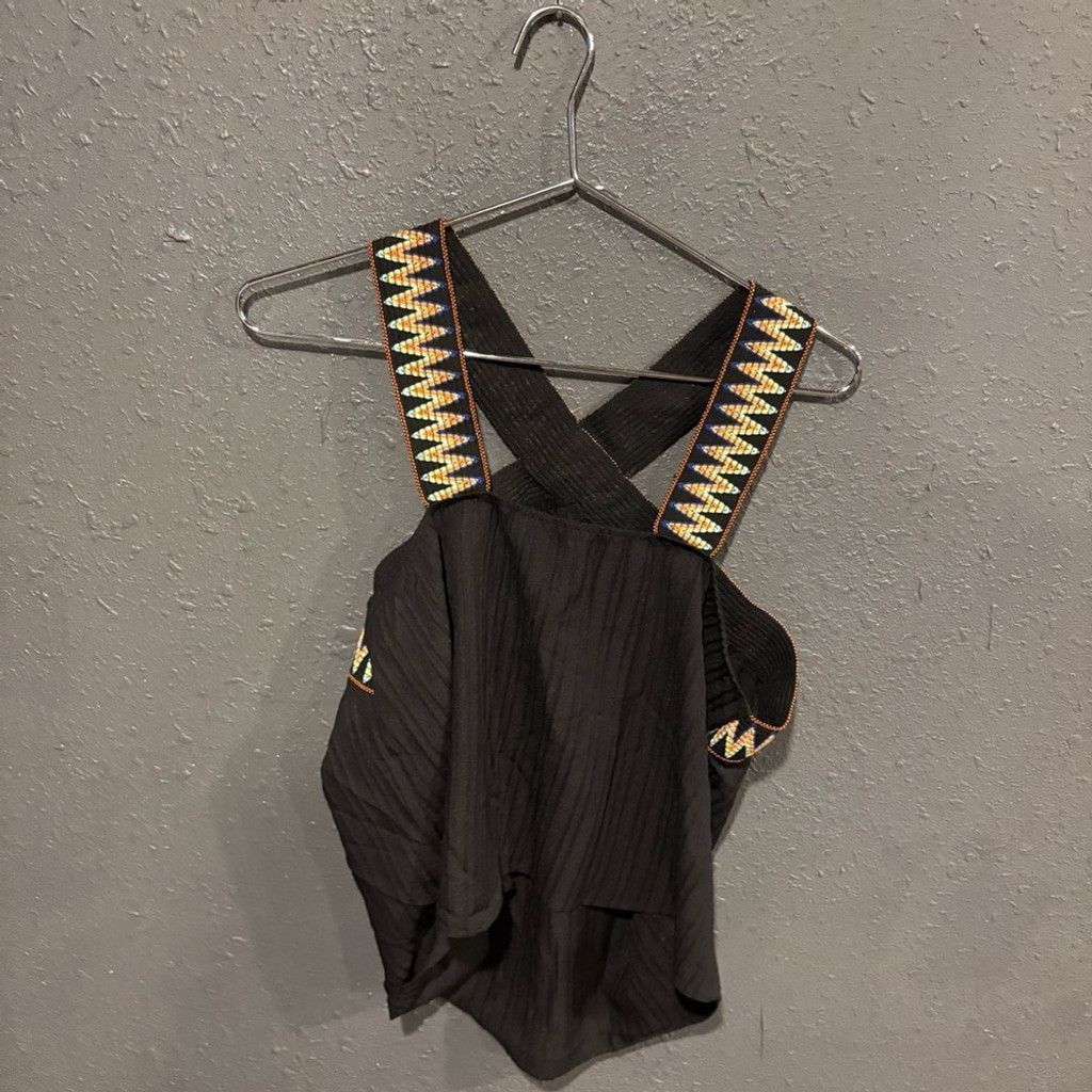 The Unbranded Brand Black Halter Top with Colorful Trim Size XL / US 12-14 / IT 48-50 - 3 Thumbnail