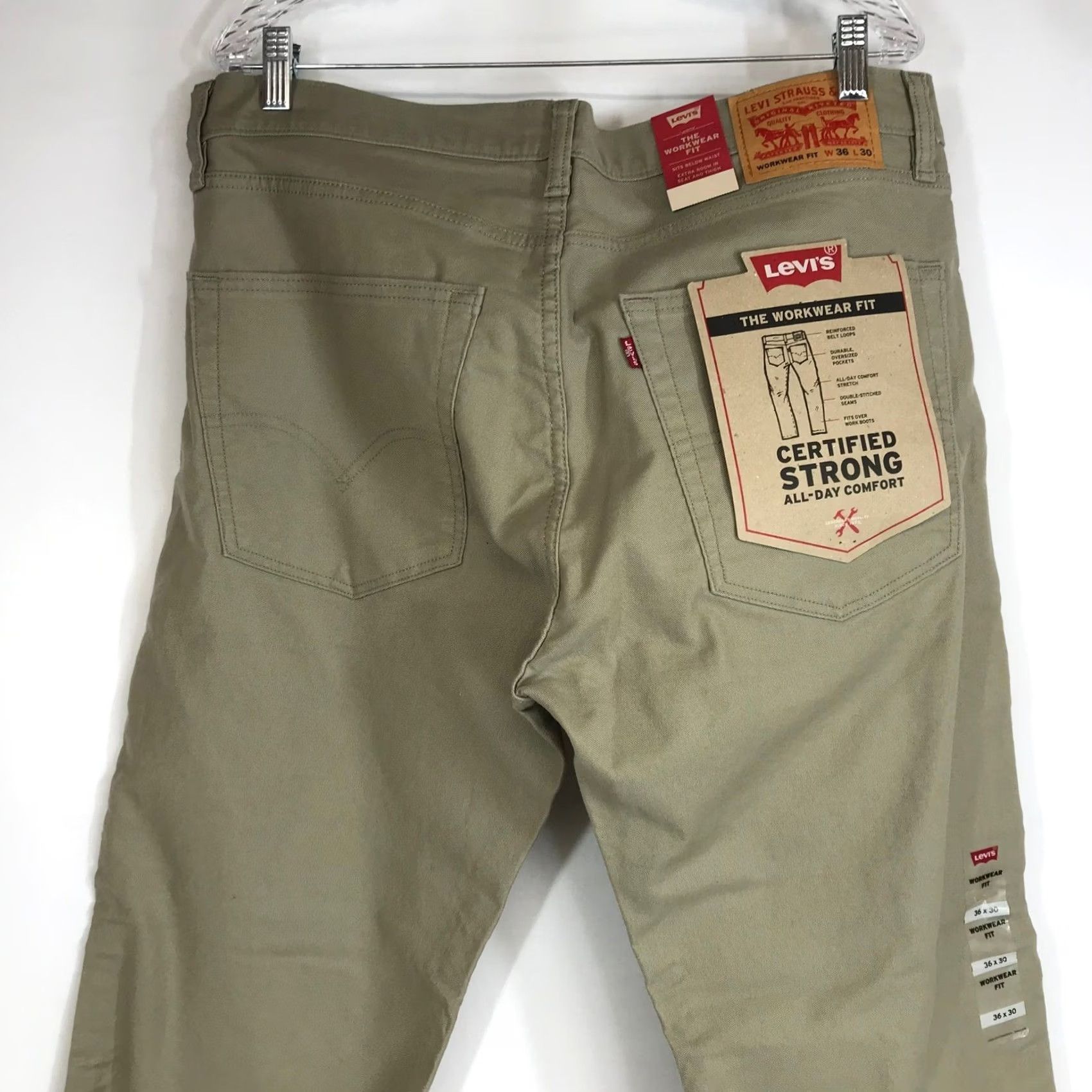 Vintage VINTAGE Levi Strauss Workwear Pants Men 36x30 Beige Khaki Cotton Blend Comfort Slim Straight Leg Mens Size US 36 / EU 52 - 5 Thumbnail
