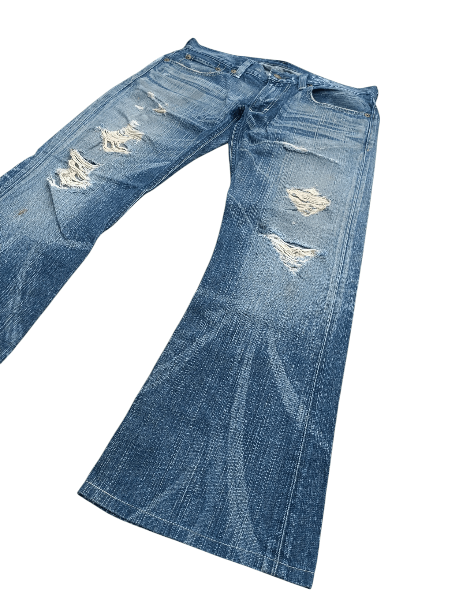 Edwin FLARED Edwin 503 Blue Trip Dirty Mud Wash Distressed Jeans Size US 35 - 1 Thumbnail