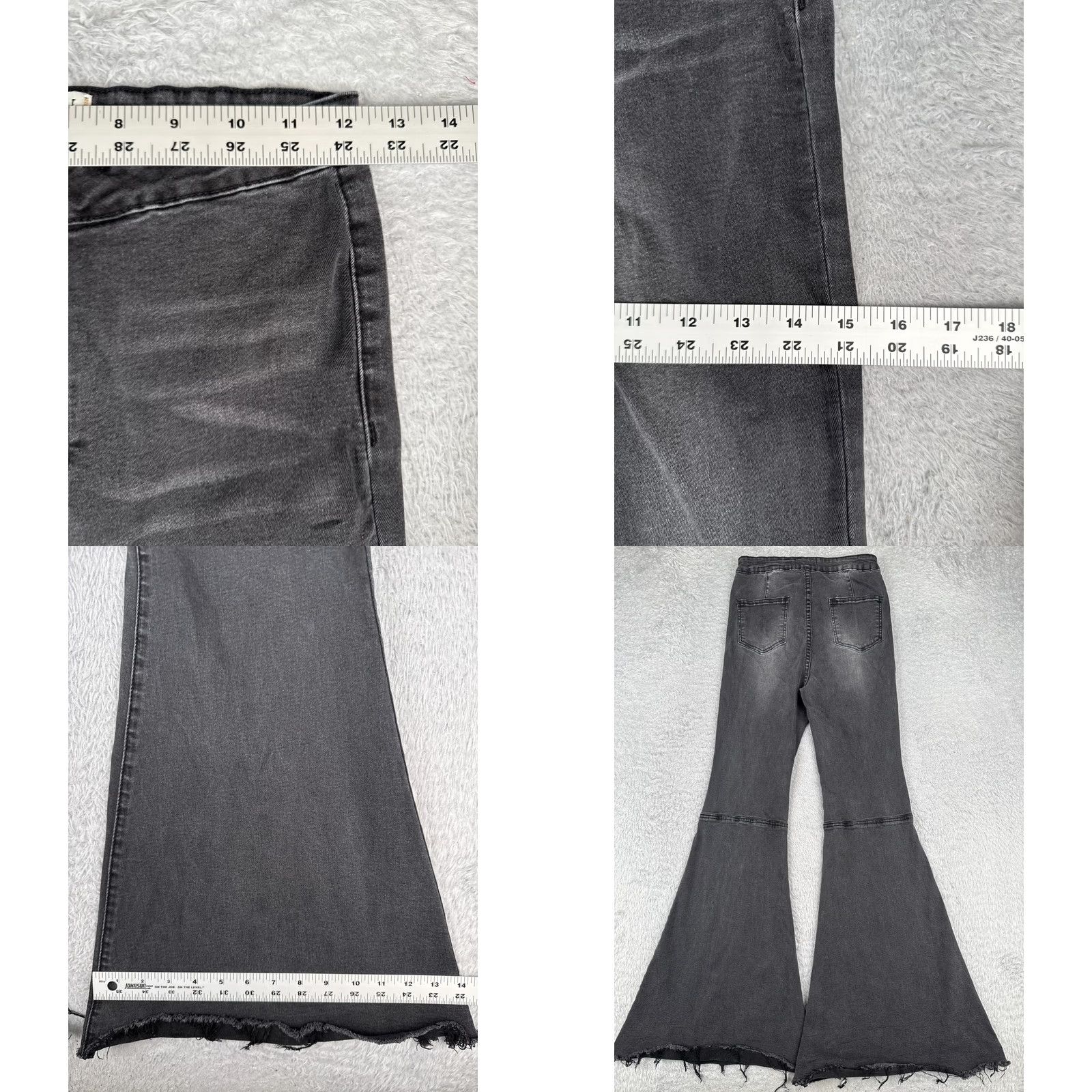 Free People Free People Jeans Women 24 Black Denim Flared High Rise Wide Leg 30 Inseam 24x30 Vintage No Size 42" / US 20 - 9 Thumbnail