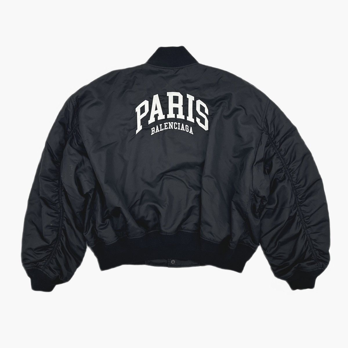 Balenciaga Balenciaga Paris Satin Varsity Jacket Size M / US 6-8 / IT 42-44 - 2 Thumbnail