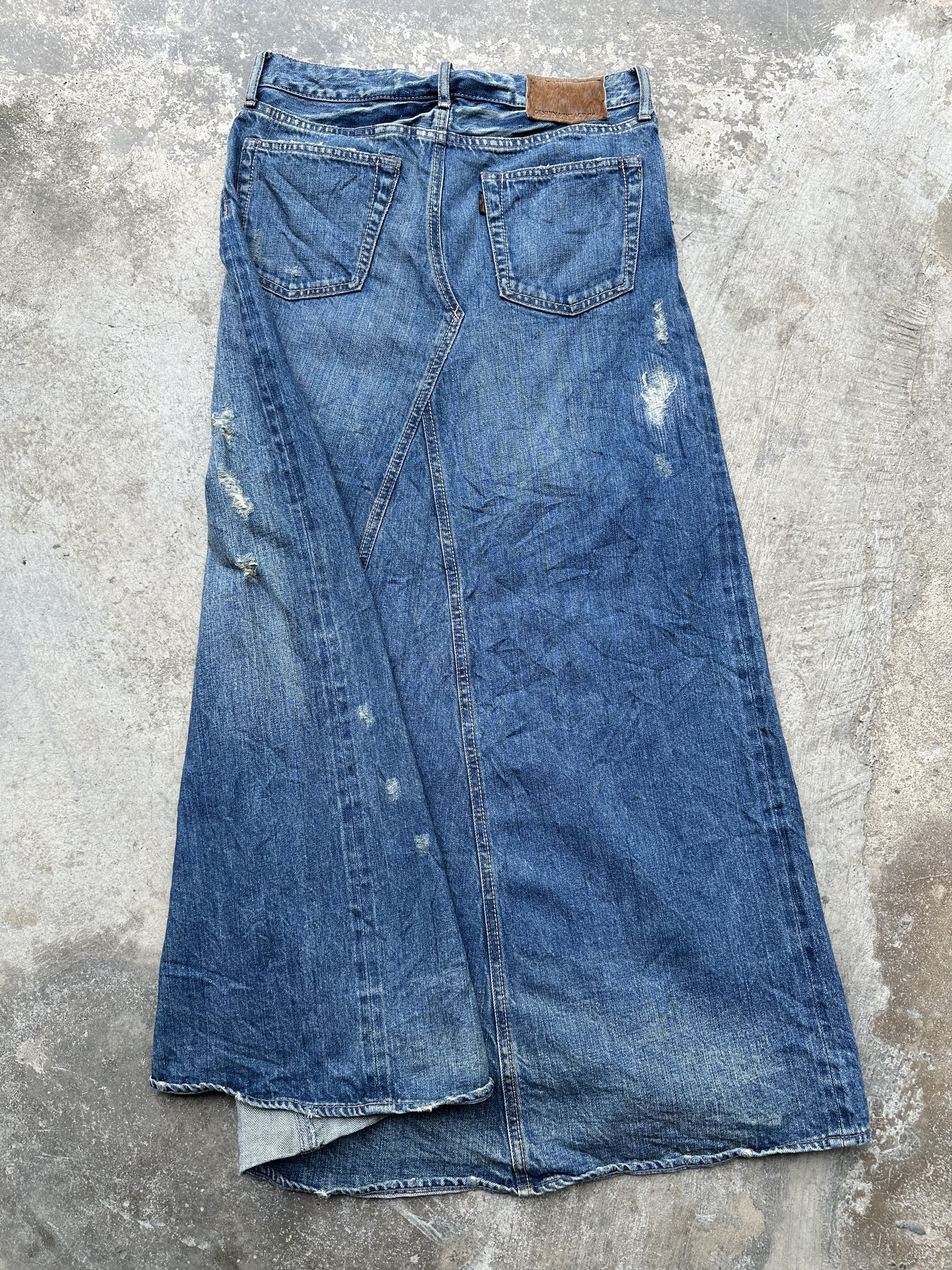If Six Was Nine Genuine Vintage G.O.A Maxi Denim Distressed Selvedge Skirt Size 30" / US 8 / IT 44 - 8 Thumbnail