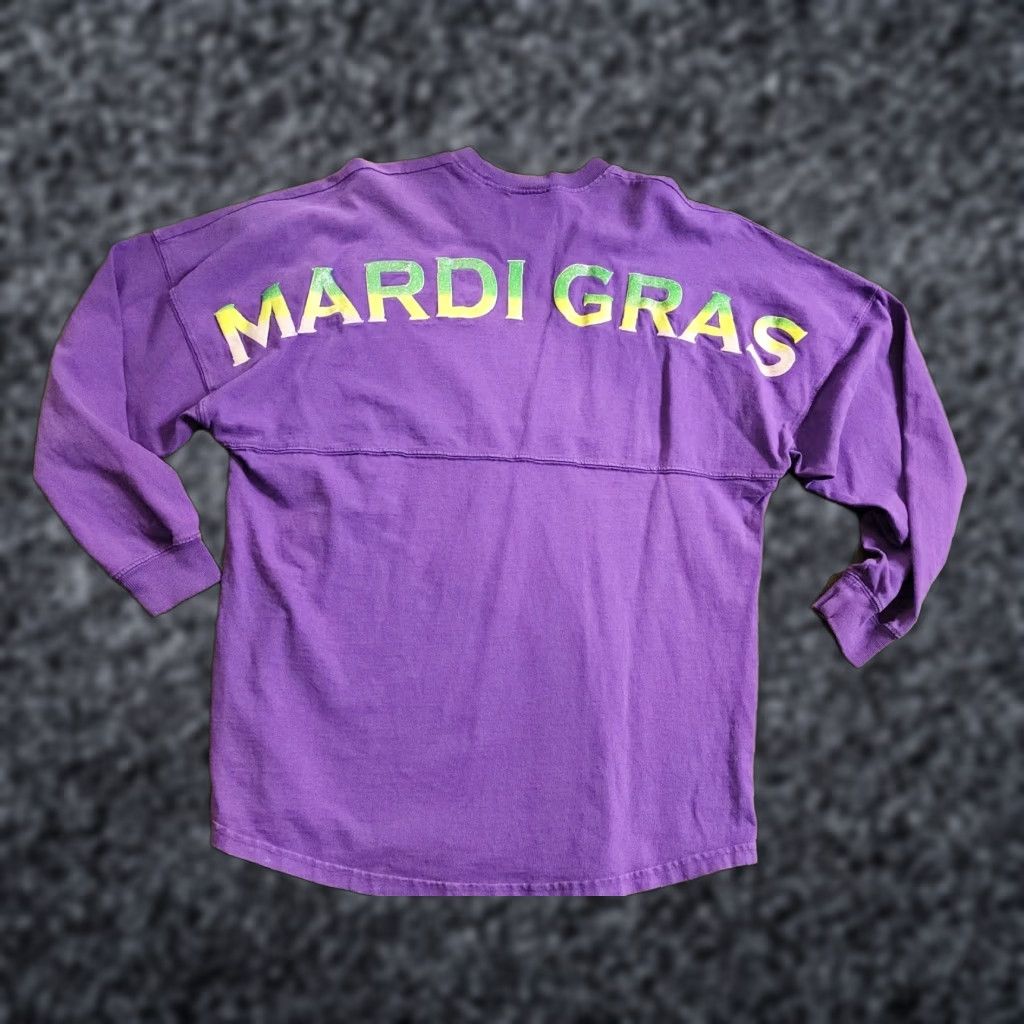 Vintage Womens Spirit Jersey Shirt Mardi Gras Double Sided Spirit Jersey T-Shirt Long Sleeve Crew Neck Purple S Size Mardi Gras Mens? Wait. Size S / US 4 / IT 40 - 1 Thumbnail