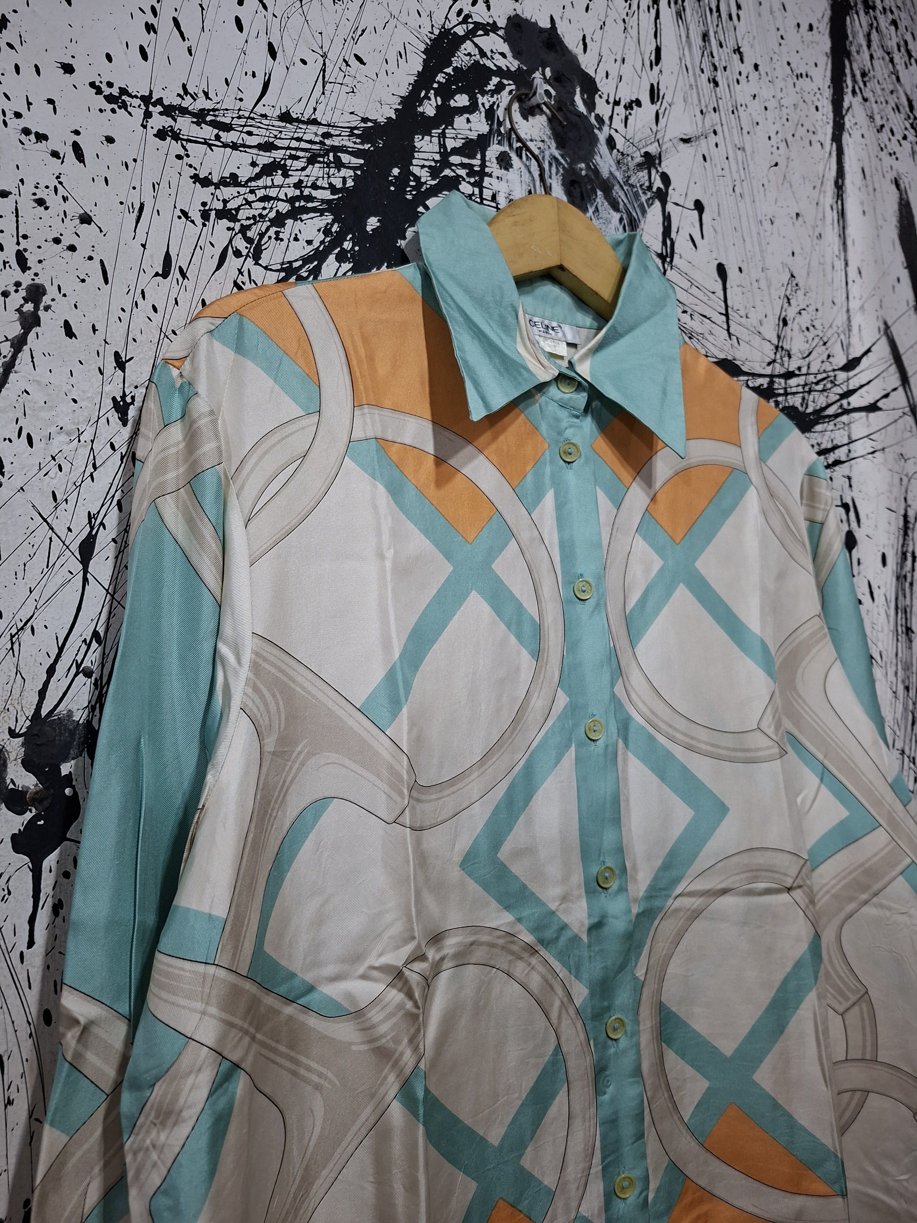 Celine 90'S CELINE PARIS BAROQUE SILK PRINTED SHIRT Size L / US 10 / IT 46 - 2 Thumbnail