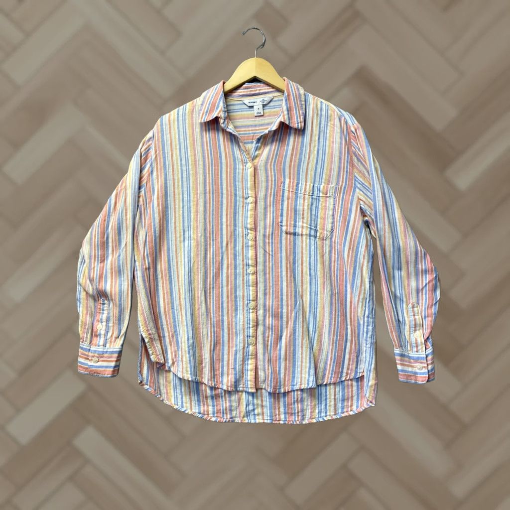 Old Navy Old Navy Button Shirt Women’s M Pink Linen Boyfriend Long Sleeve /0822 Size M / US 6-8 / IT 42-44 - 1 Thumbnail