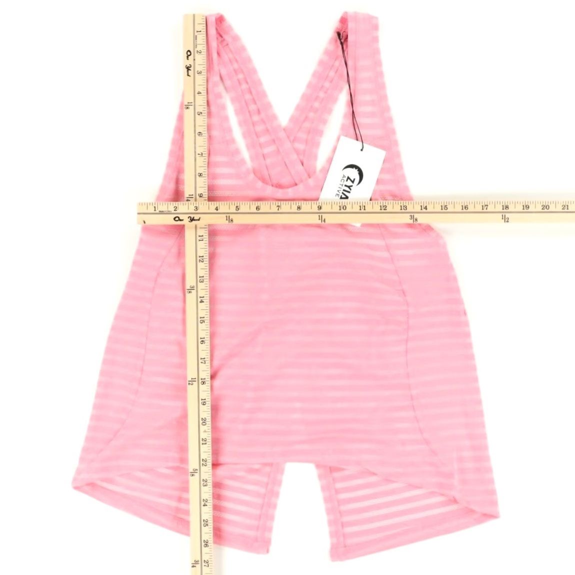 Vintage Zyia Active Split Back High Stretch Striped Tank Top Pink Women's L Shirt Sleeveless Crew Neck Size L / US 10 / IT 46 - 3 Thumbnail