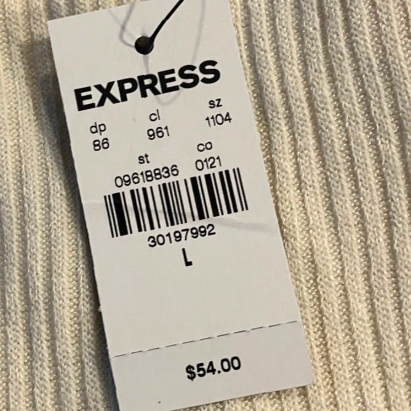 Express Express Sweater Women Cream Deep V Wrap Tie Waist Long Sleeve Knit Stretch L Size L / US 10 / IT 46 - 7 Thumbnail