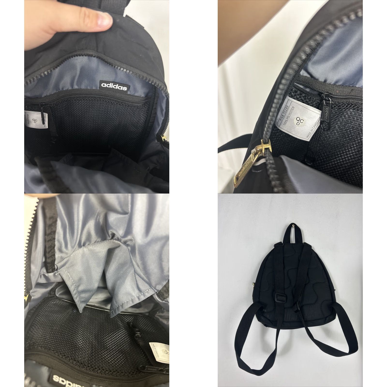 Adidas ADIDAS Unisex Linear Mini Backpack Black White 9.5"H 10"L 3"W Zipper Gold Zip Bag Polyester Mens Womens Backpack Size ONE SIZE - 8 Thumbnail