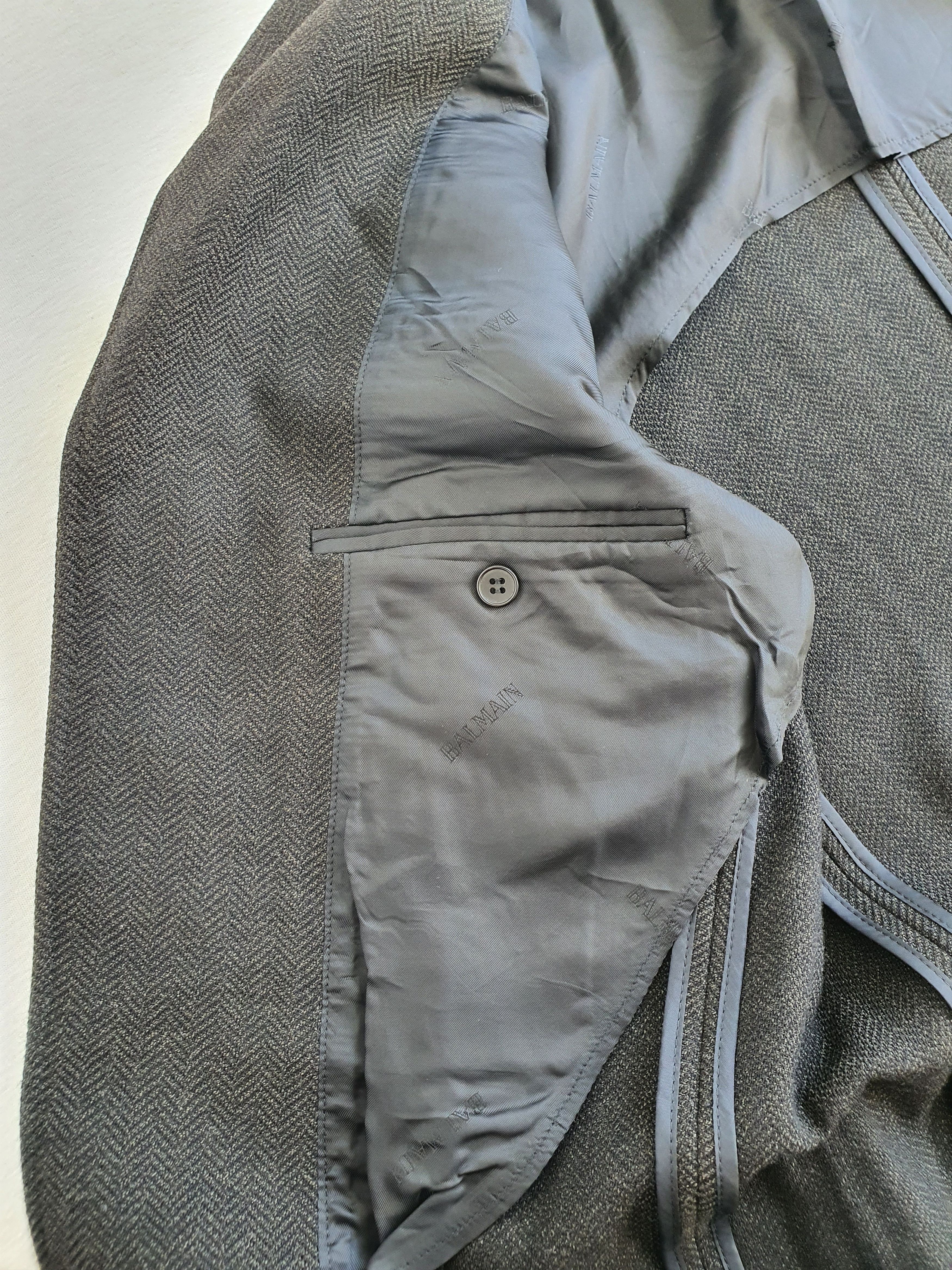 Balmain Blazer Sports Coat Suit Jacket - Vintage - Herrinbone Size 40R - 6 Thumbnail