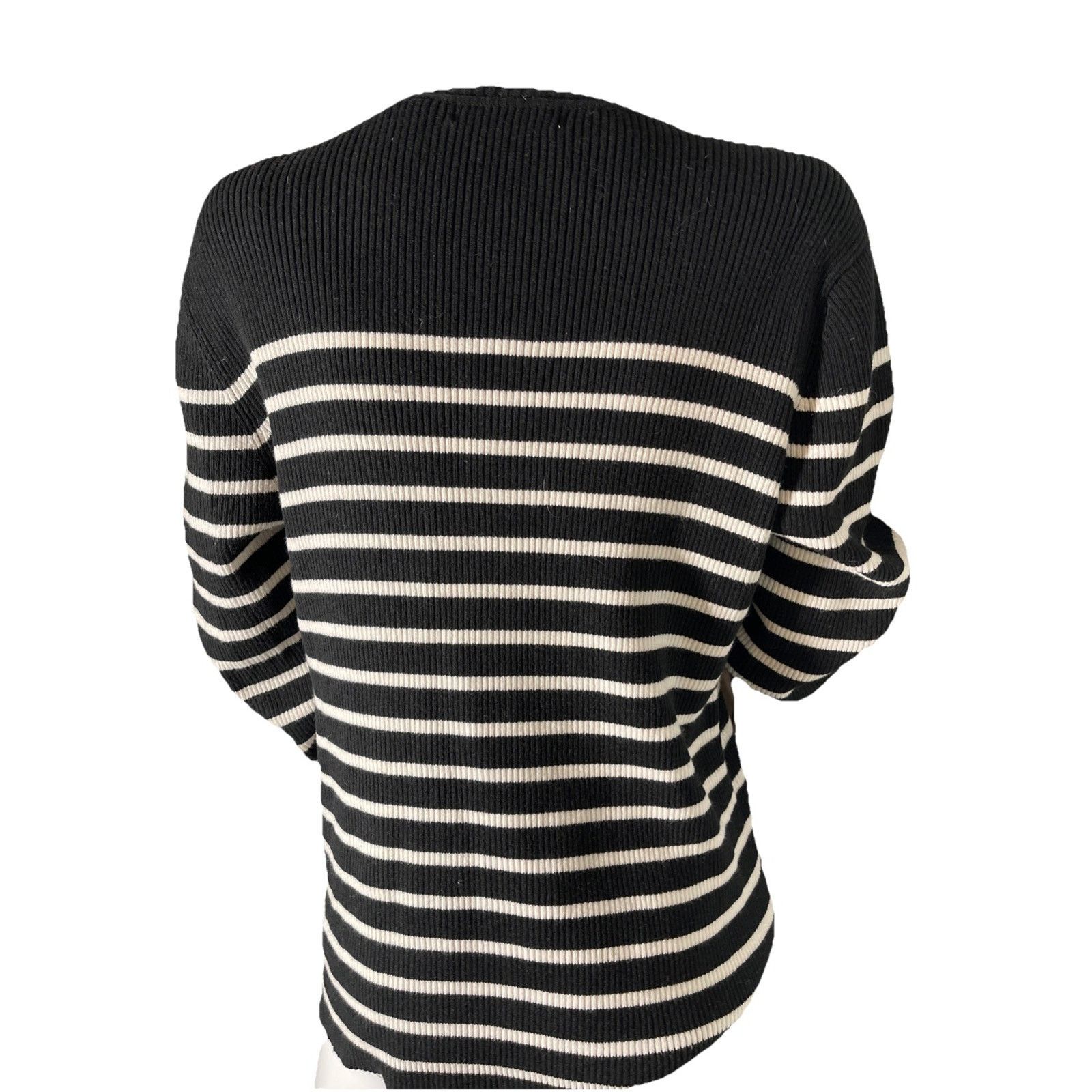 Liz Claiborne Liz Claiborne Women Sweater Black/ White Stripe L/S XL Size XL / US 12-14 / IT 48-50 - 4 Thumbnail