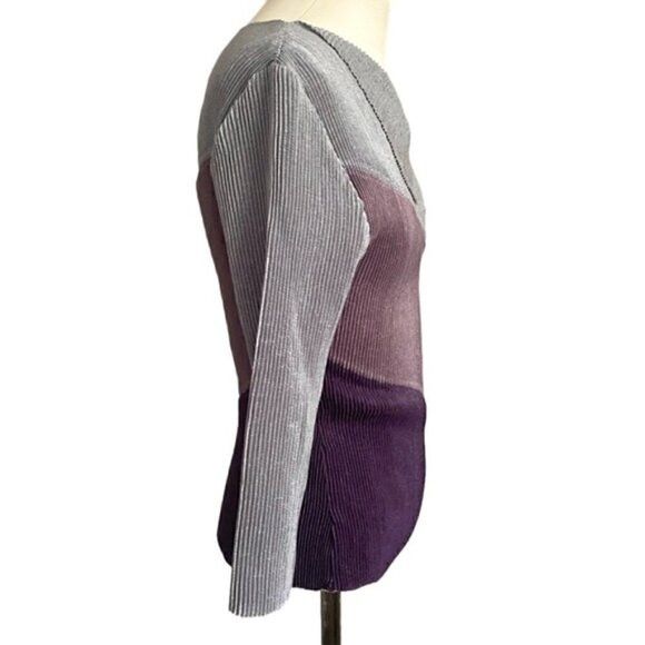 Other Purple Gray Pleated Springy Stretchy Long Sleeve Top - S Size S / US 4 / IT 40 - 5 Thumbnail