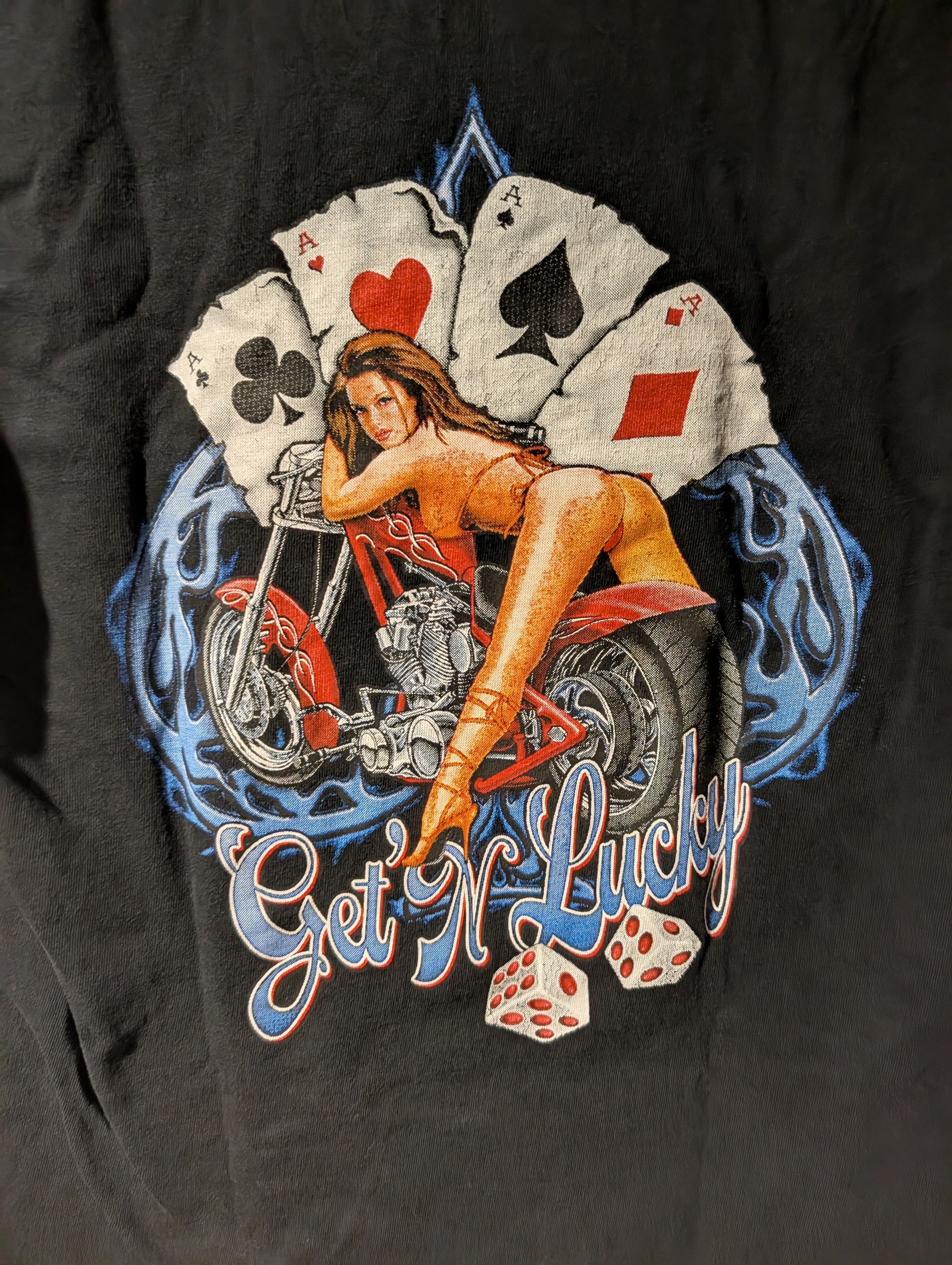 Harley Davidson Vintage Ruby Get N Lucky Biker Pin Up Motorcycle T Shirt Size US S / EU 44-46 / 1 - 2 Thumbnail