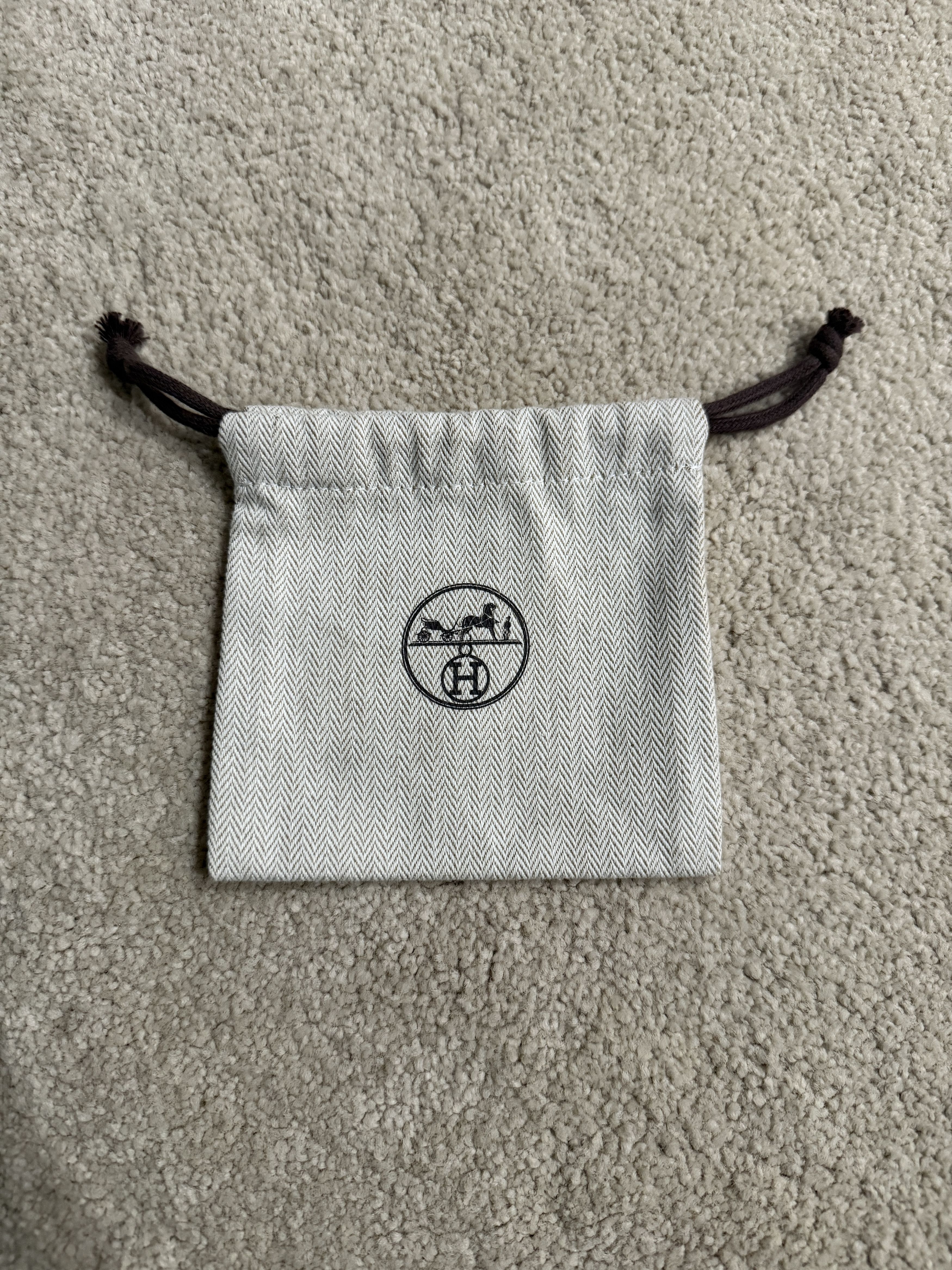 Authentic Hermes Herringbone Tweed Drawstring Storage