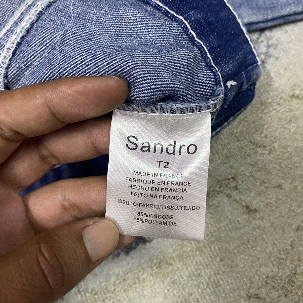 Sandro Gcw23🔥Sandro Butterfly PatchWork Light Washed Denim Jacket Size M / US 6-8 / IT 42-44 - 10 Thumbnail