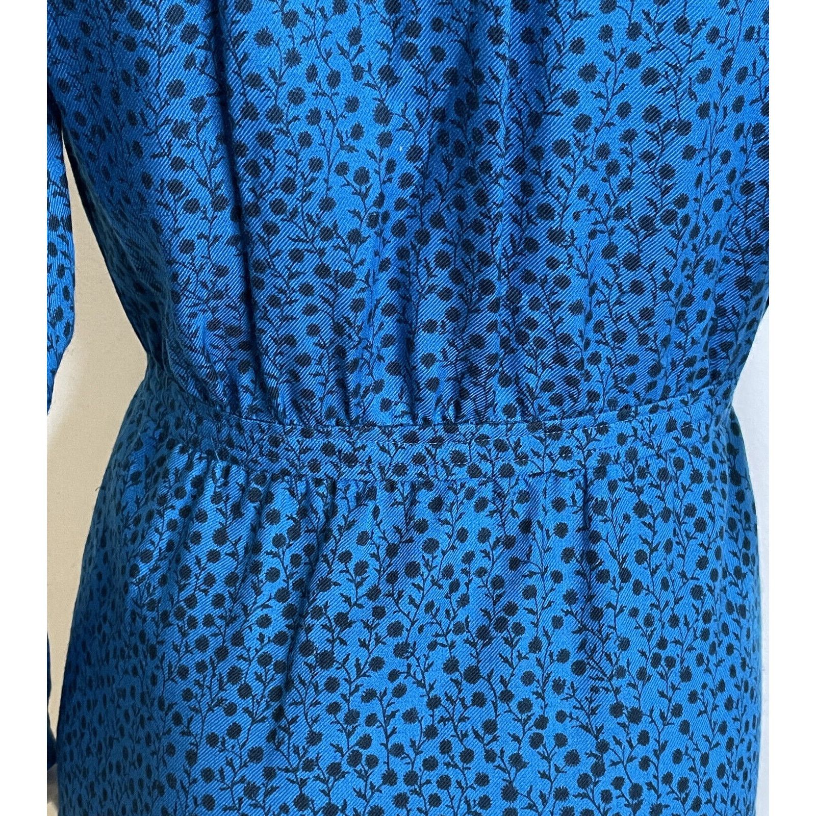 Valentino Vintage Valentino Boutique Blue Floral Wool Dress 10 Pleated Size L / US 10 / IT 46 - 10 Thumbnail